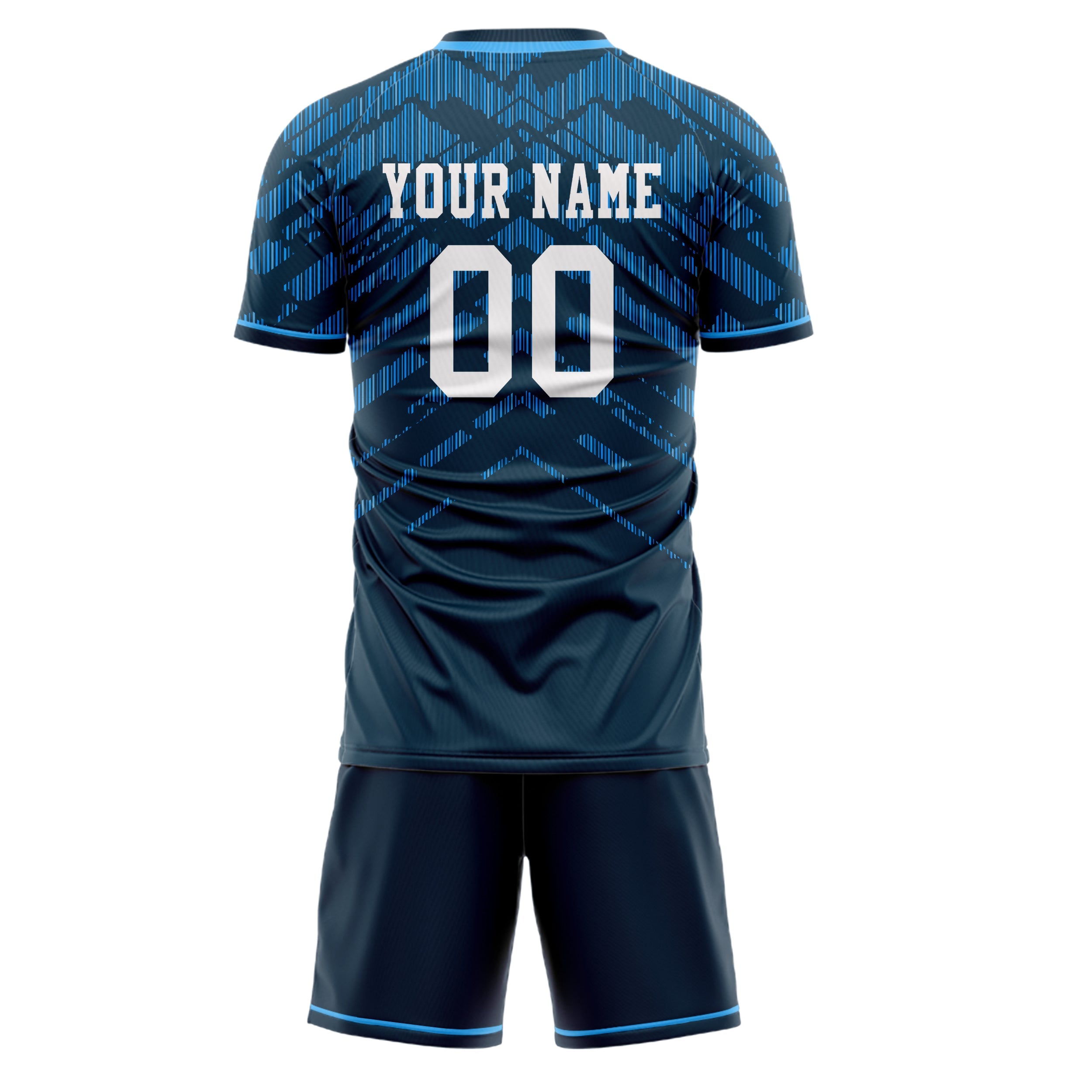 Custom Navy Blue Pattern Soccer Jersey