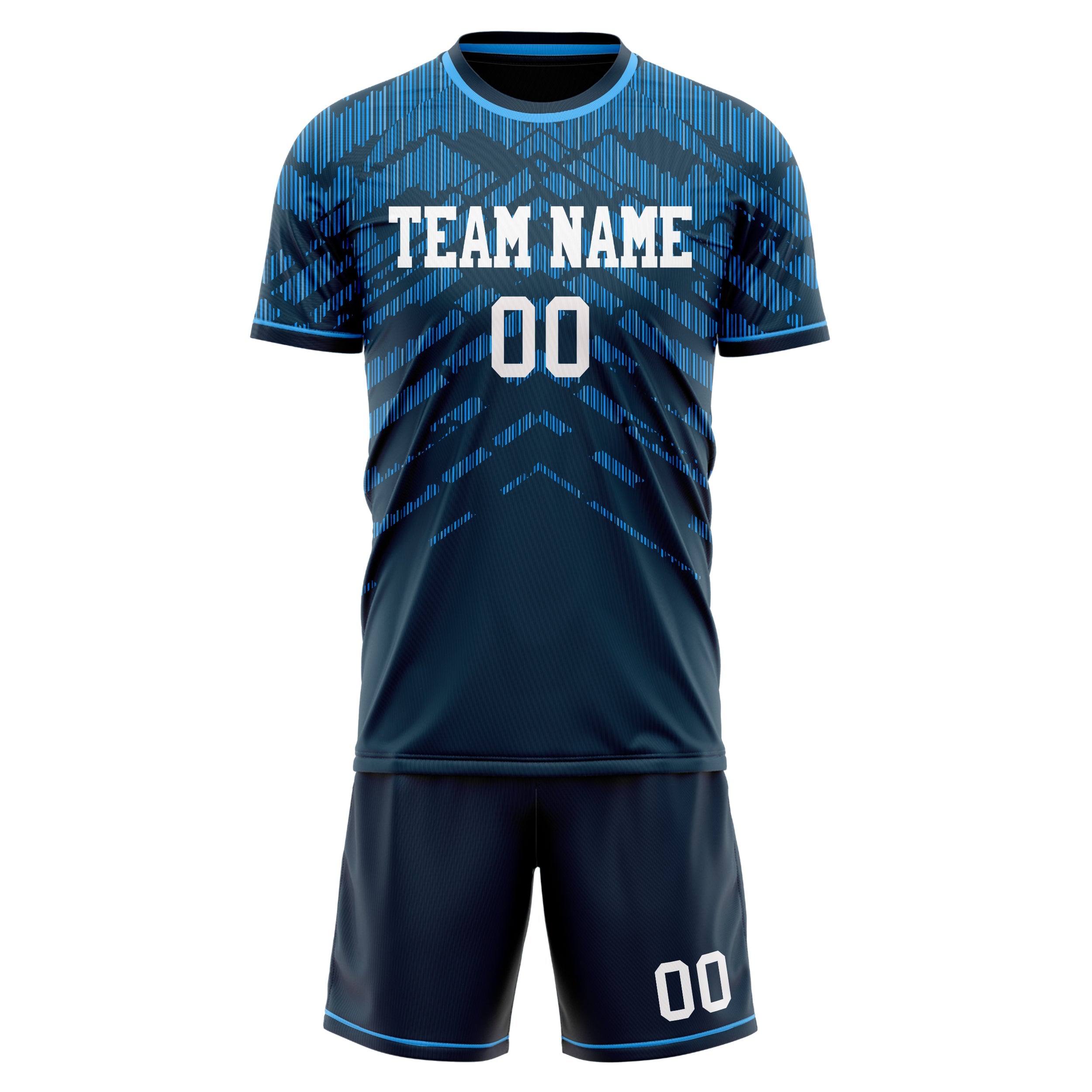 Custom Navy Blue Pattern Soccer Jersey