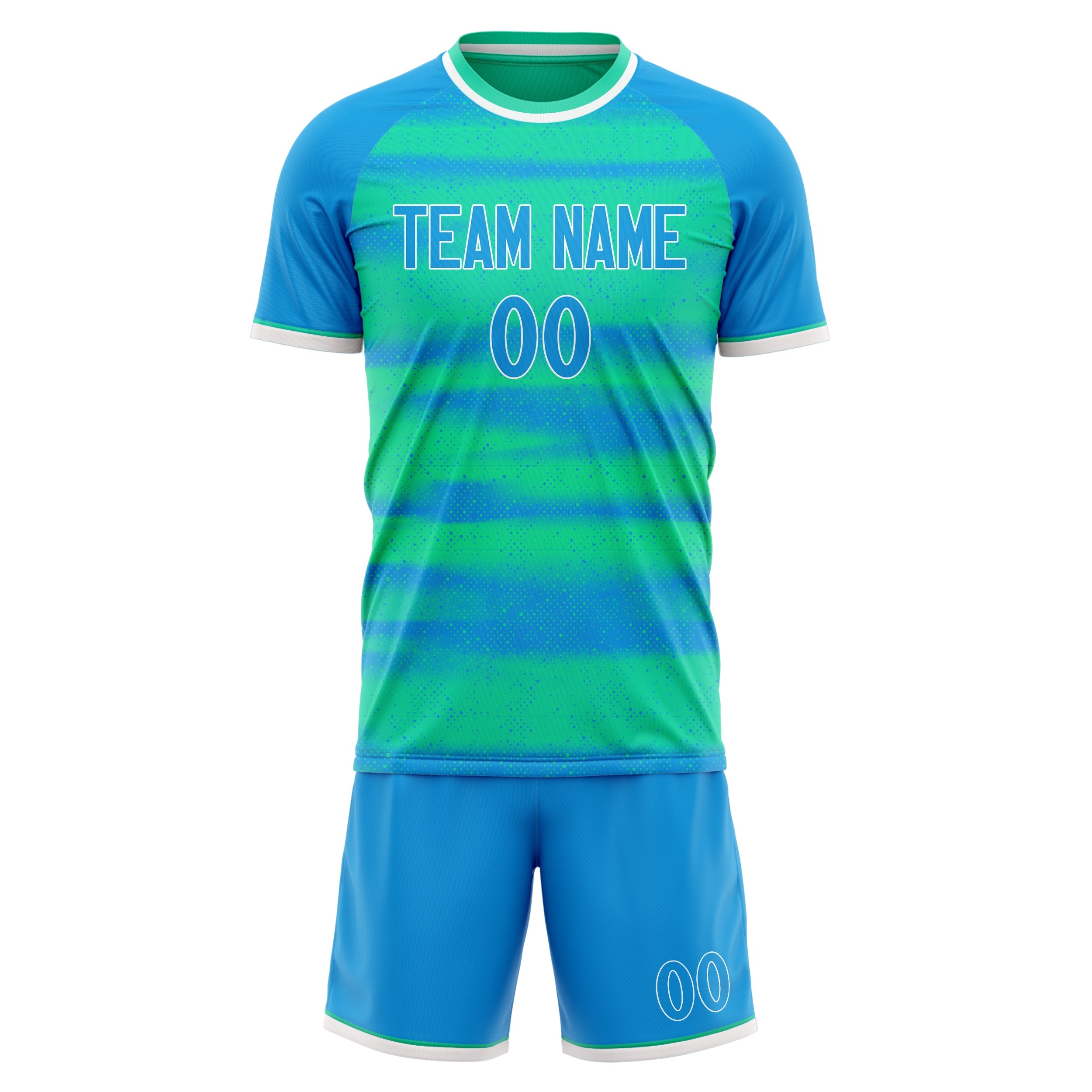 Custom Blue Teal Pattern Soccer Jersey