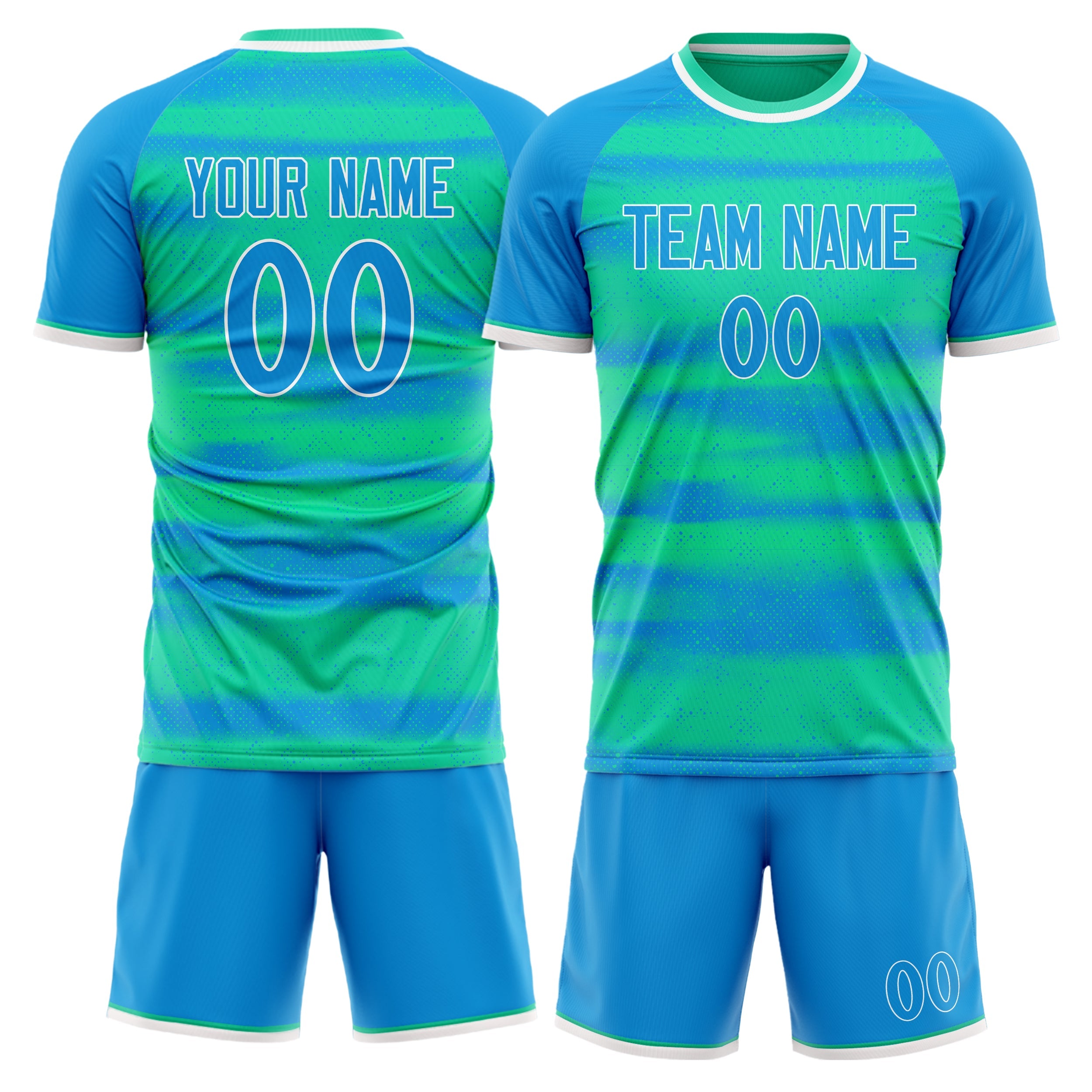 Custom Blue Teal Pattern Soccer Jersey