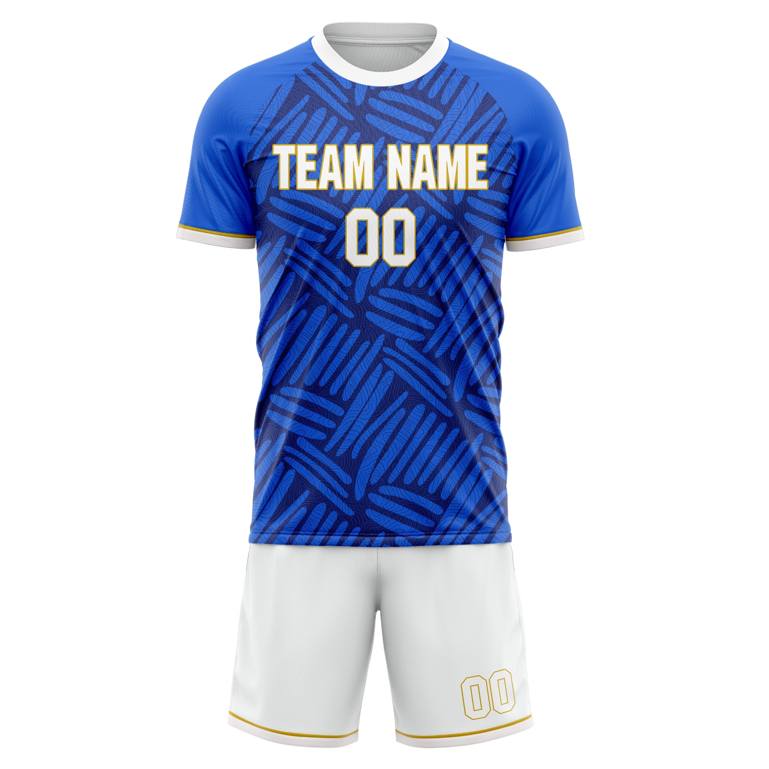 Custom Blue Navy Pattern Soccer Jersey