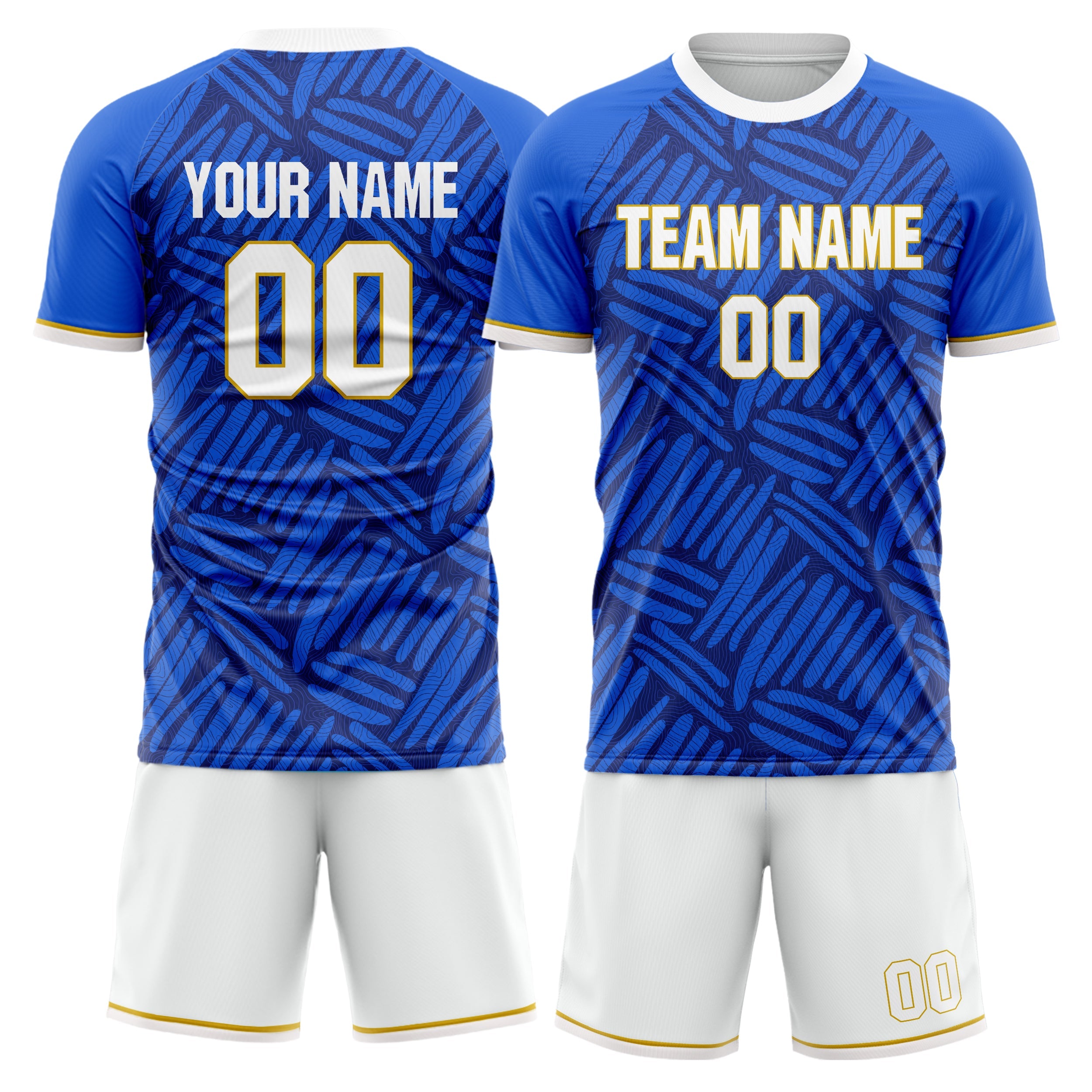 Custom Blue Navy Pattern Soccer Jersey
