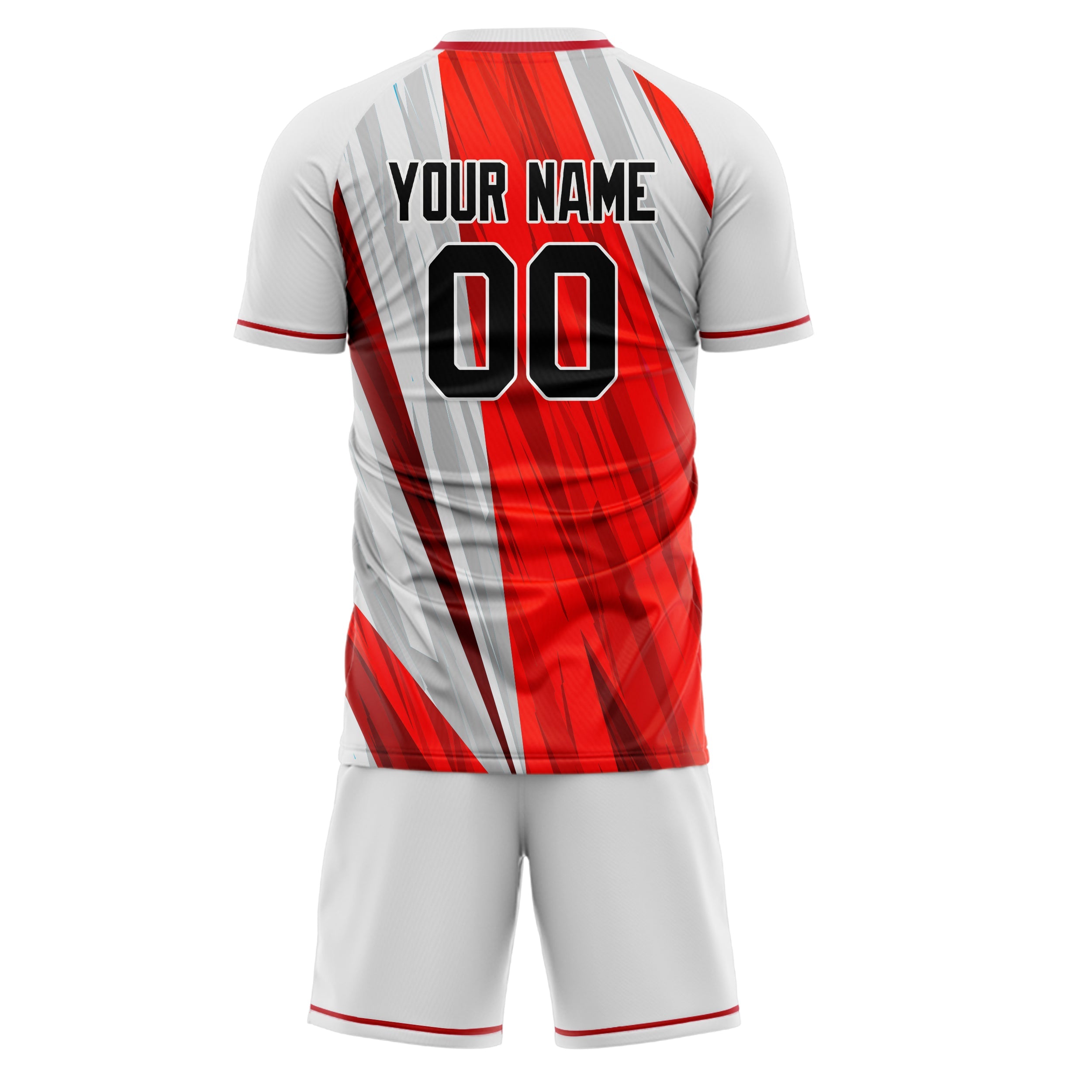 Custom White Red Pattern Soccer Jersey