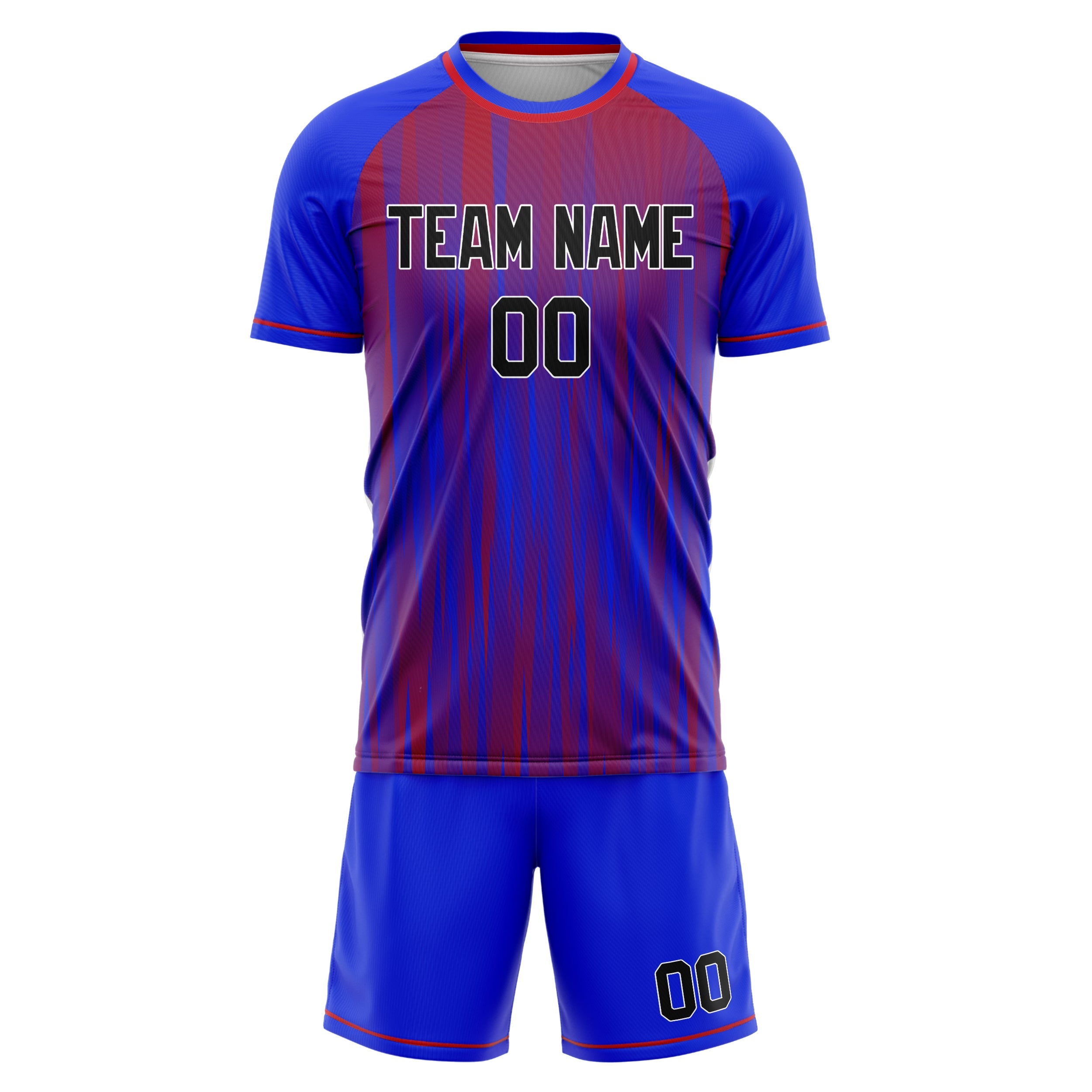 Custom Blue Red Pattern Soccer Jersey
