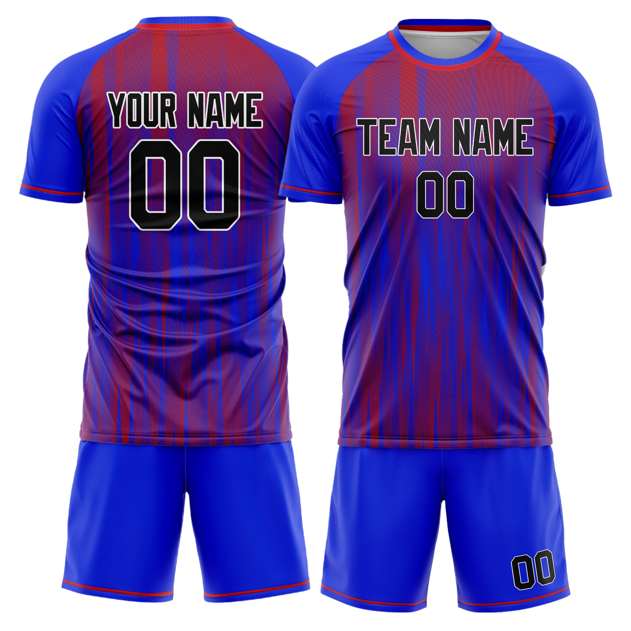 Custom Blue Red Pattern Soccer Jersey