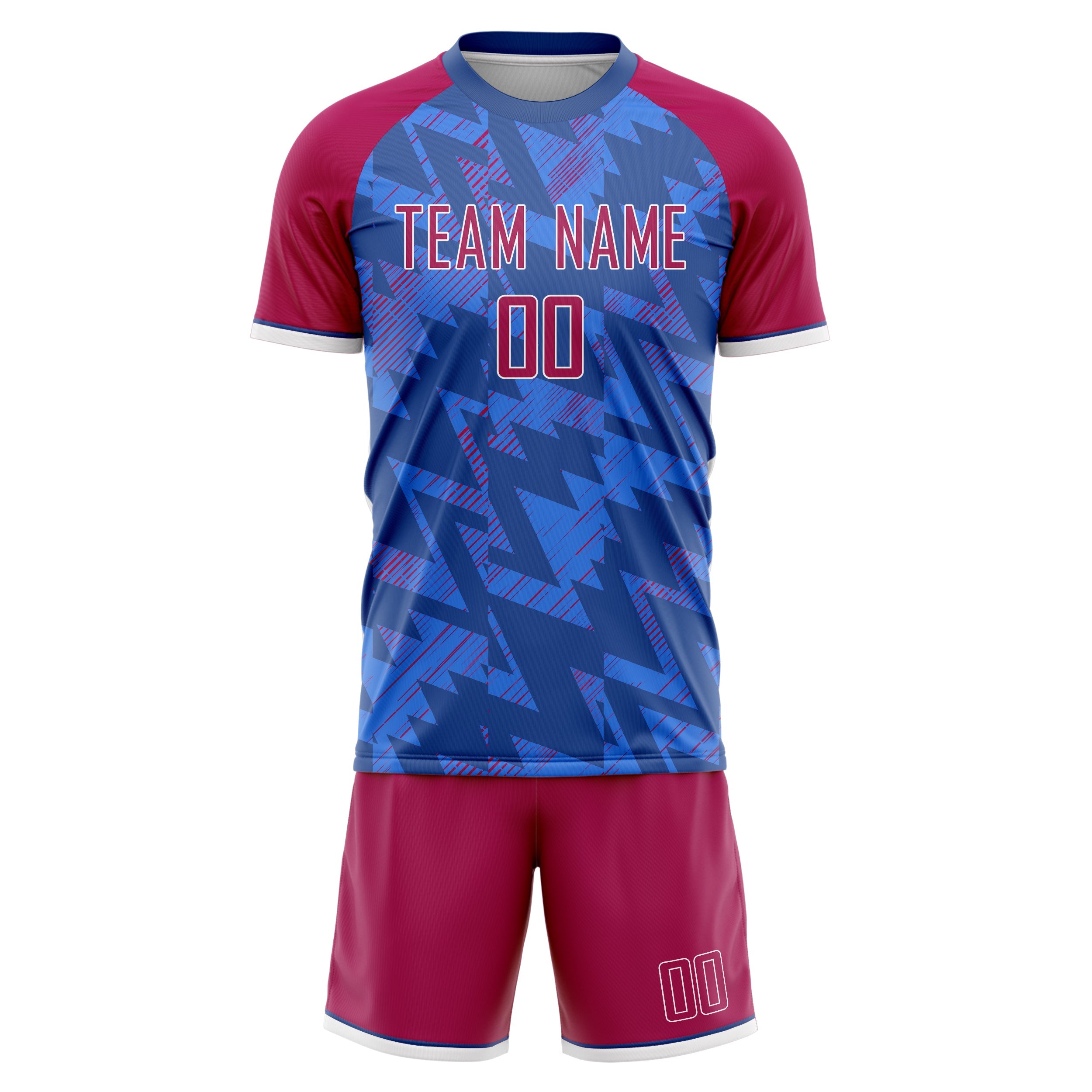 Custom Blue Red Pattern Soccer Jersey