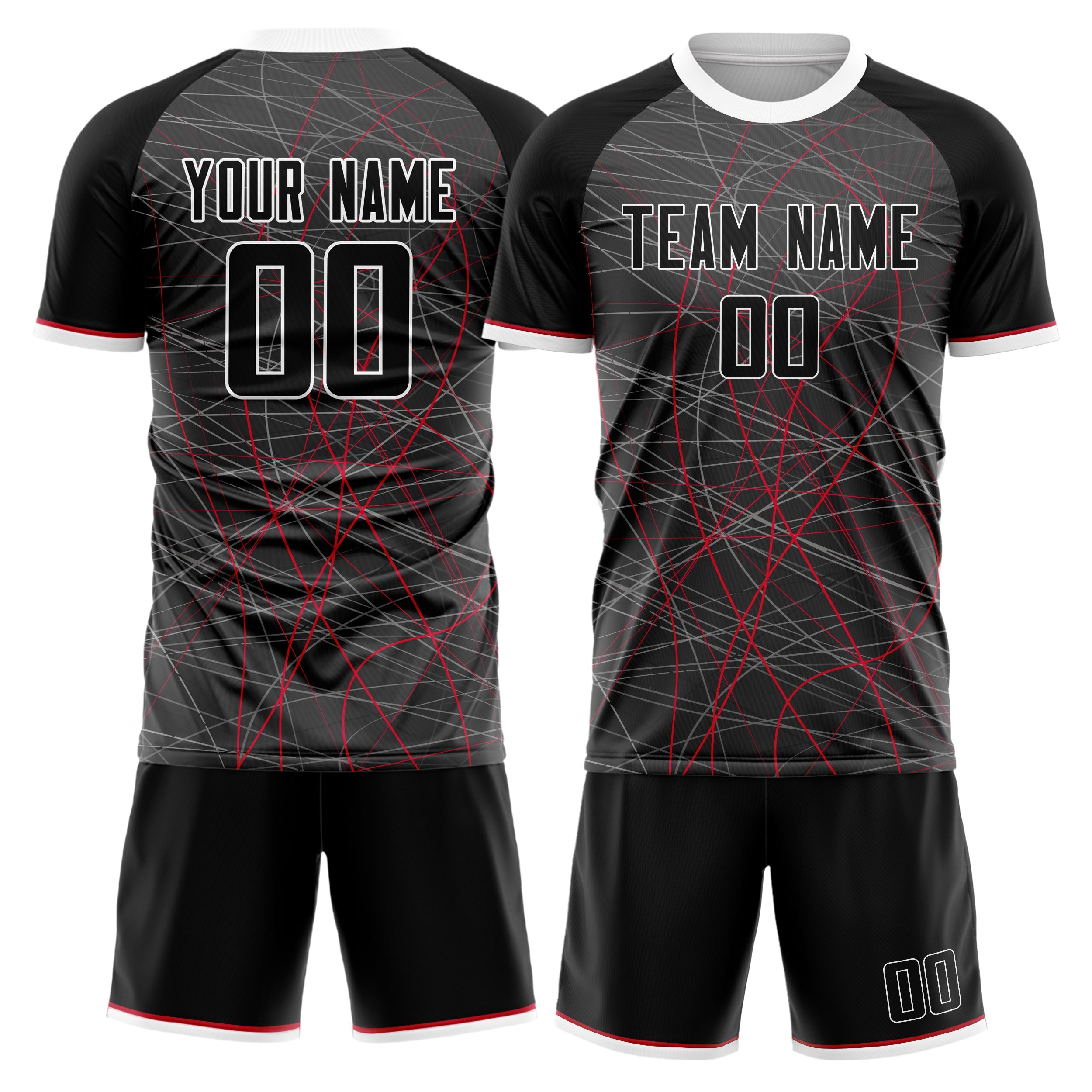 Custom Gray Black Pattern Soccer Jersey