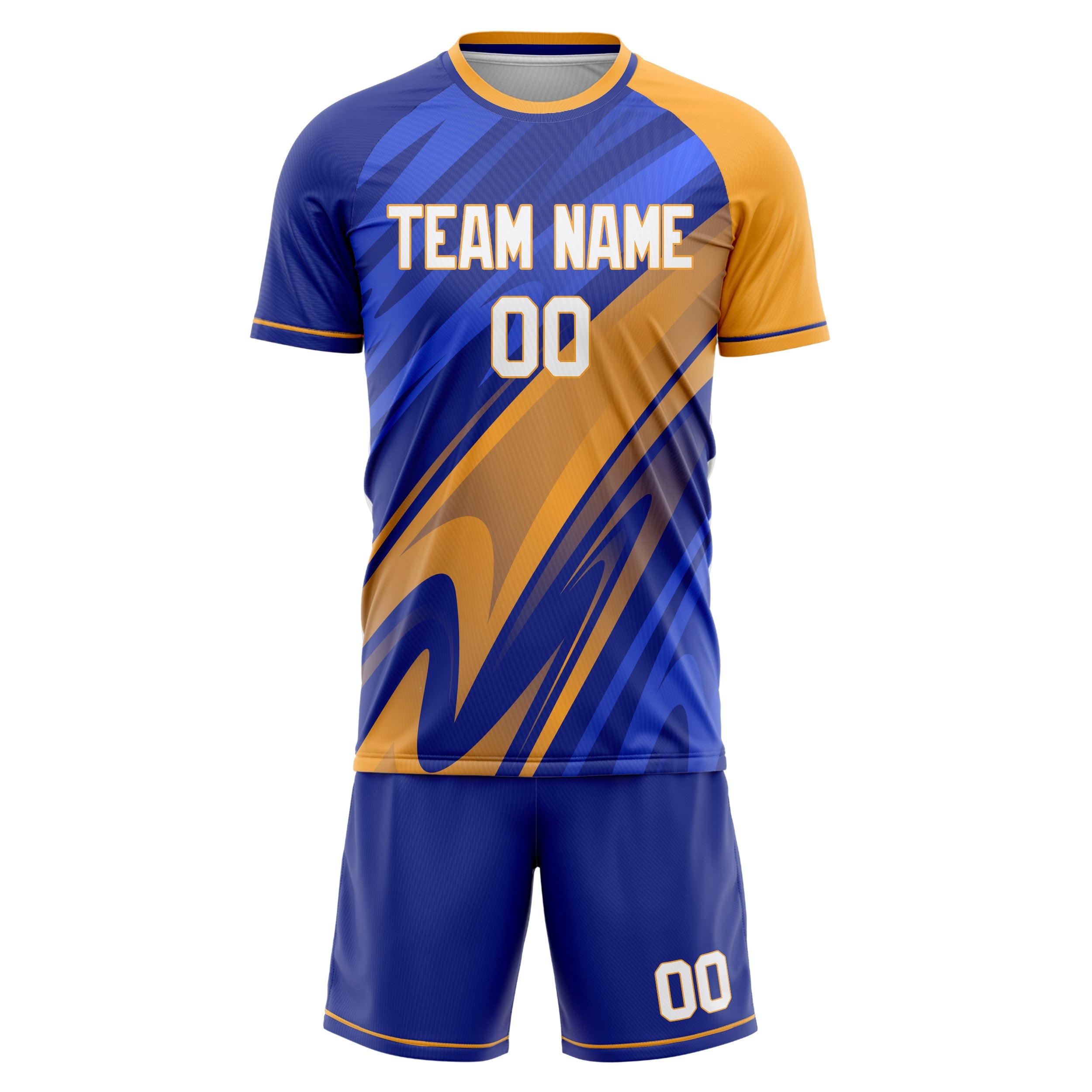 Custom Blue Orange Pattern Soccer Jersey