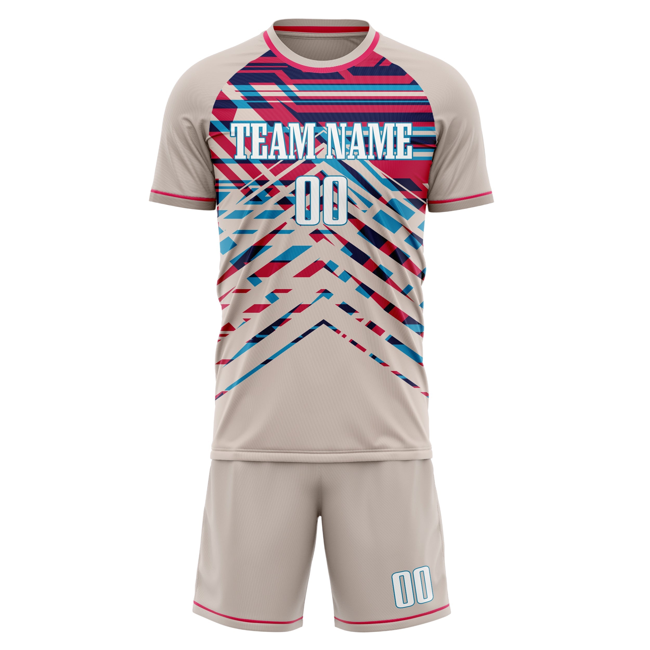Custom Cream Pink Pattern Soccer Jersey