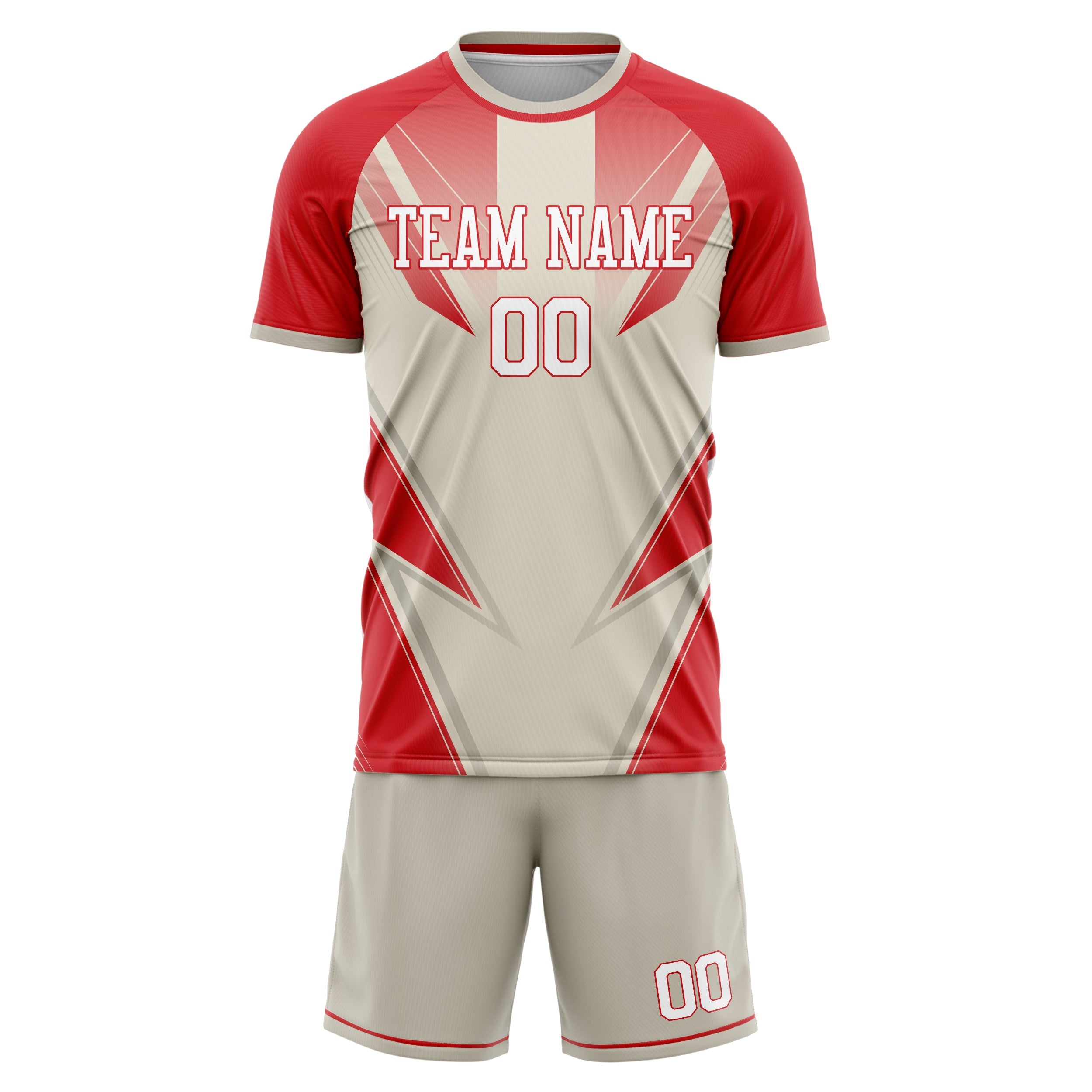 Custom Red Cream Pattern Soccer Jersey