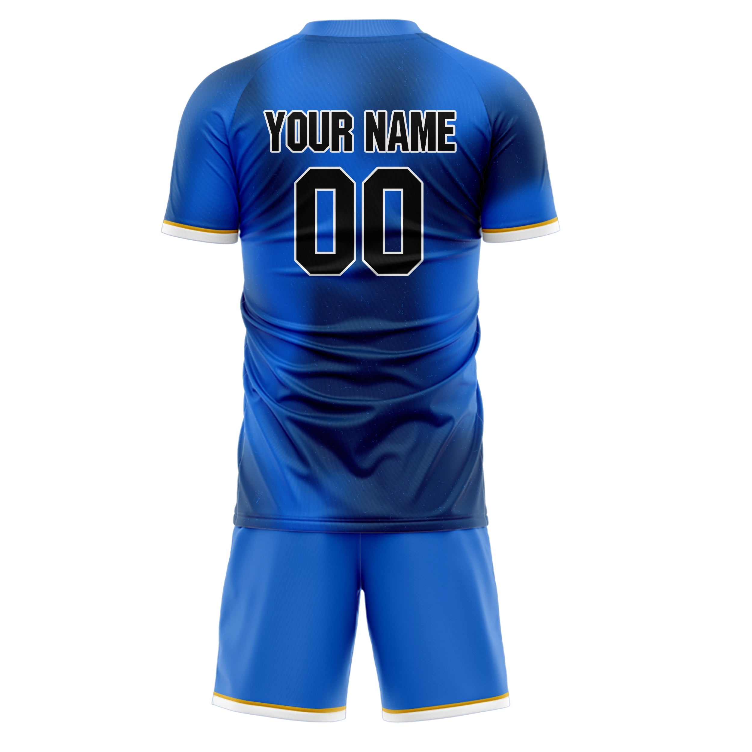 Custom Blue Black Pattern Soccer Jersey
