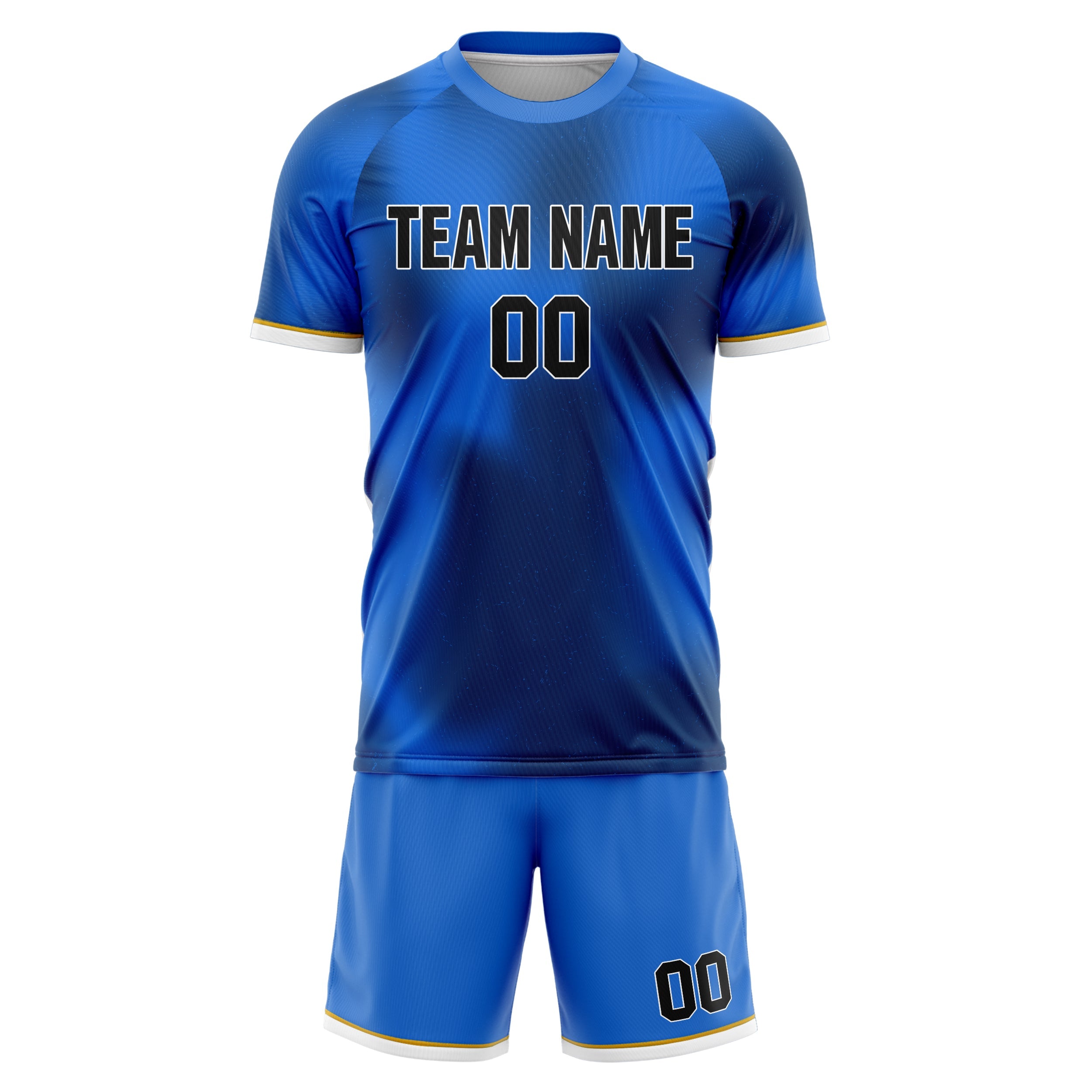 Custom Blue Black Pattern Soccer Jersey