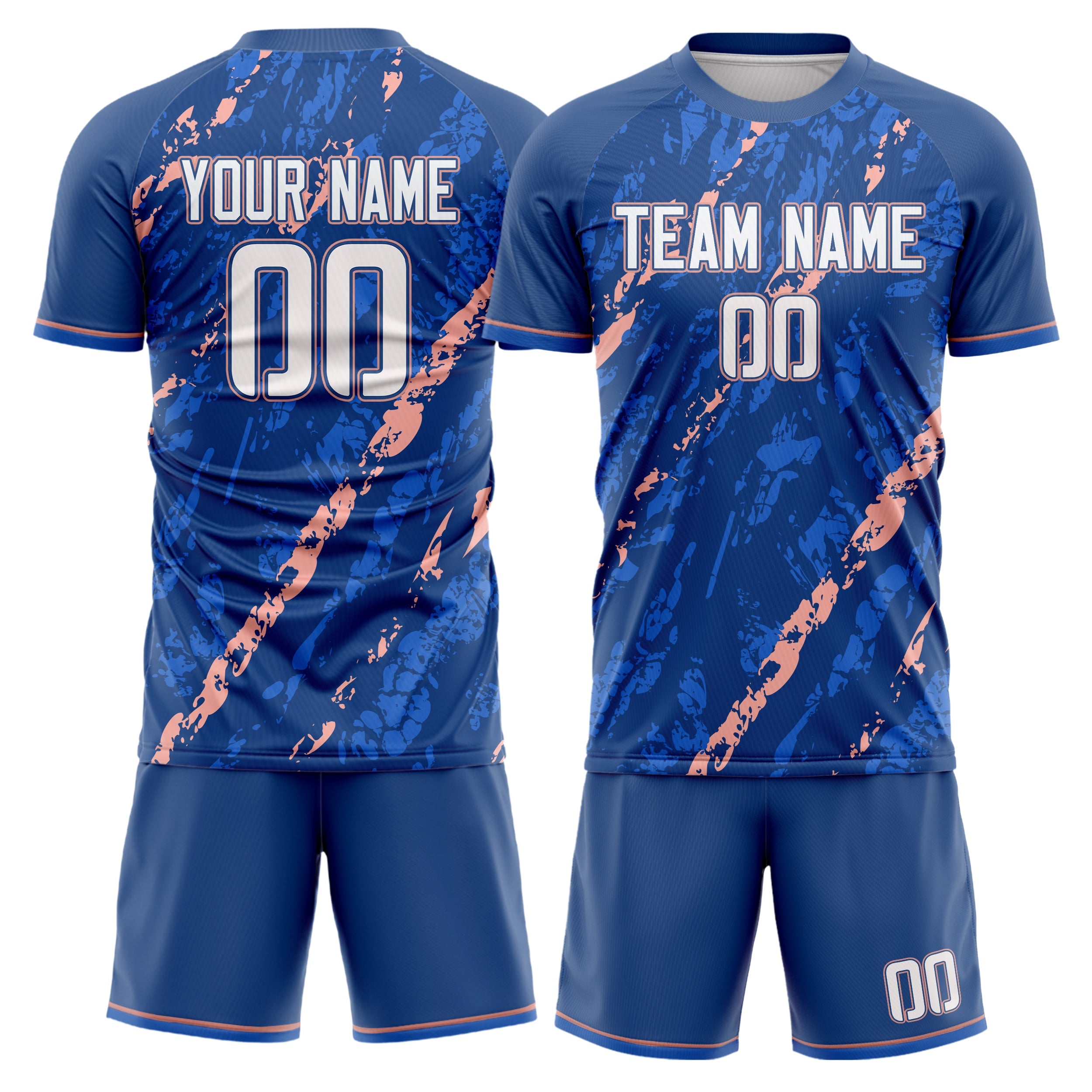 Custom Navy Pink Pattern Soccer Jersey
