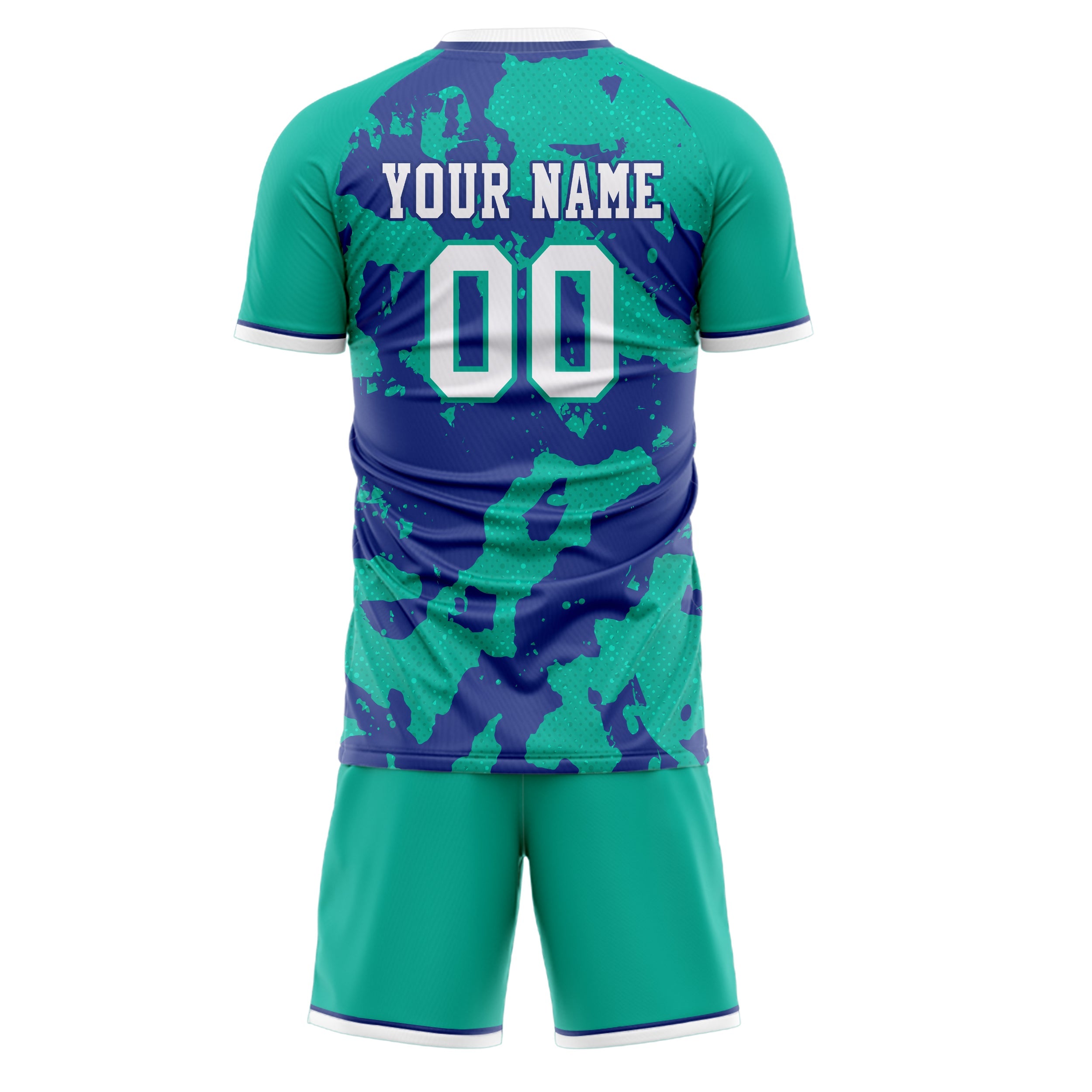 Custom Teal Purple Pattern Soccer Jersey