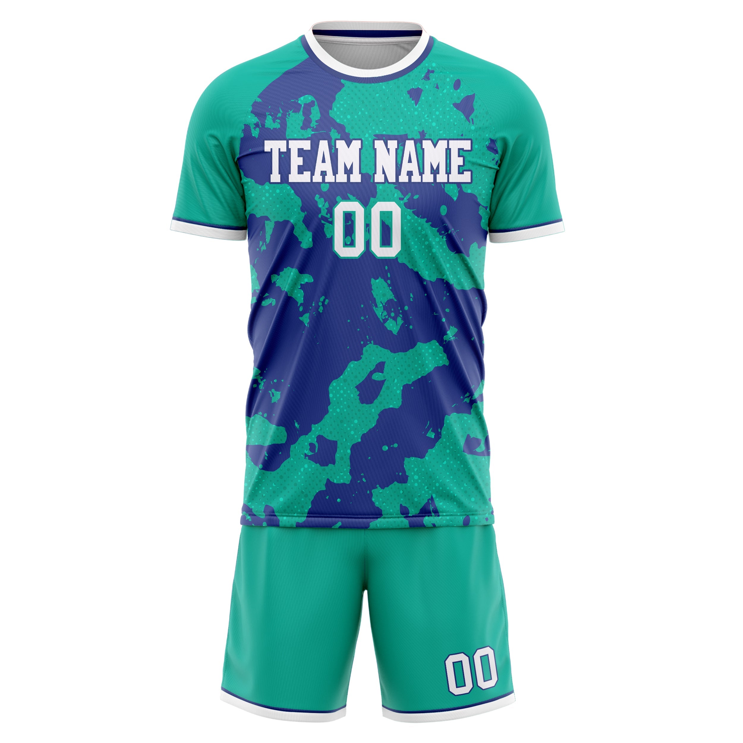 Custom Teal Purple Pattern Soccer Jersey