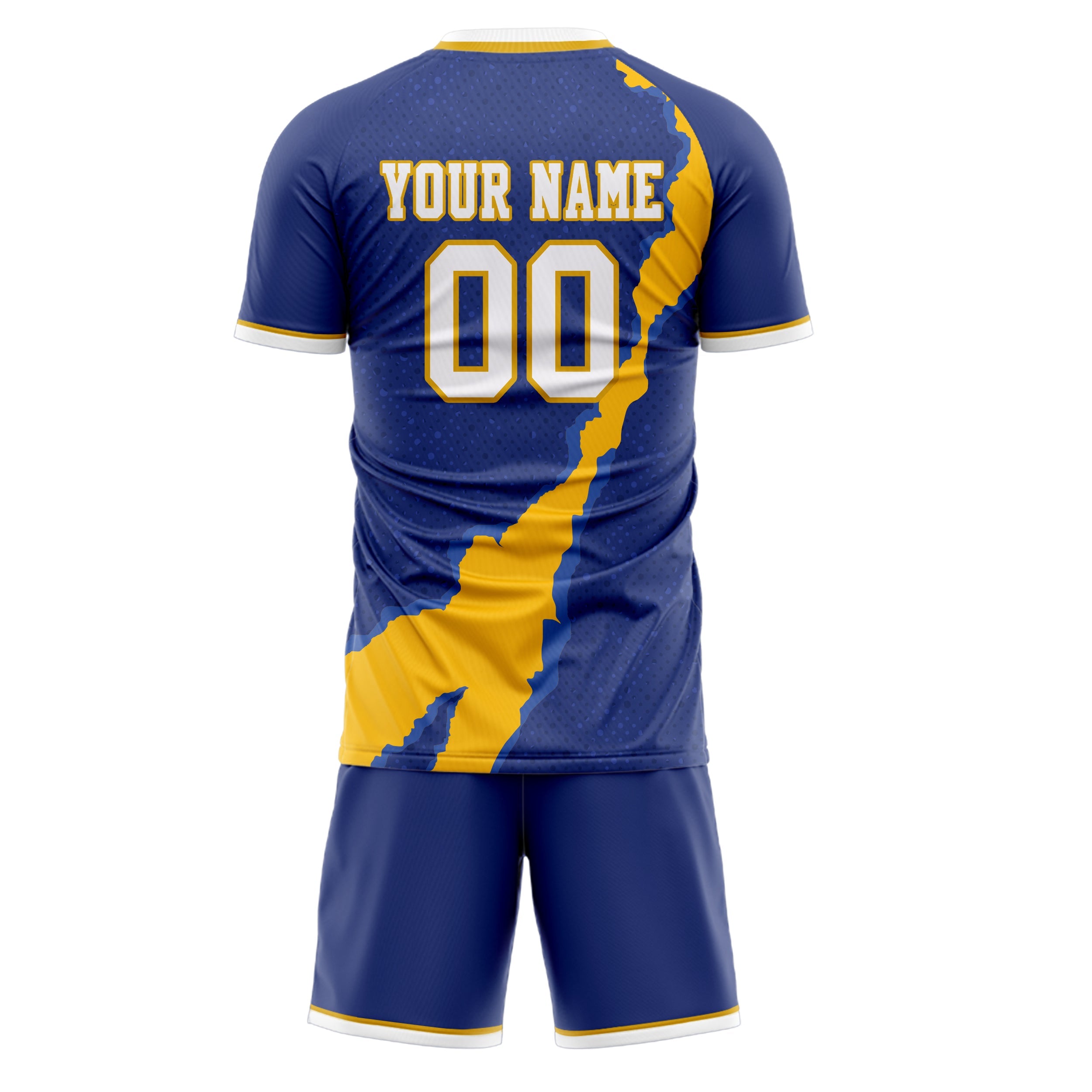 Custom Navy Gold Pattern Soccer Jersey