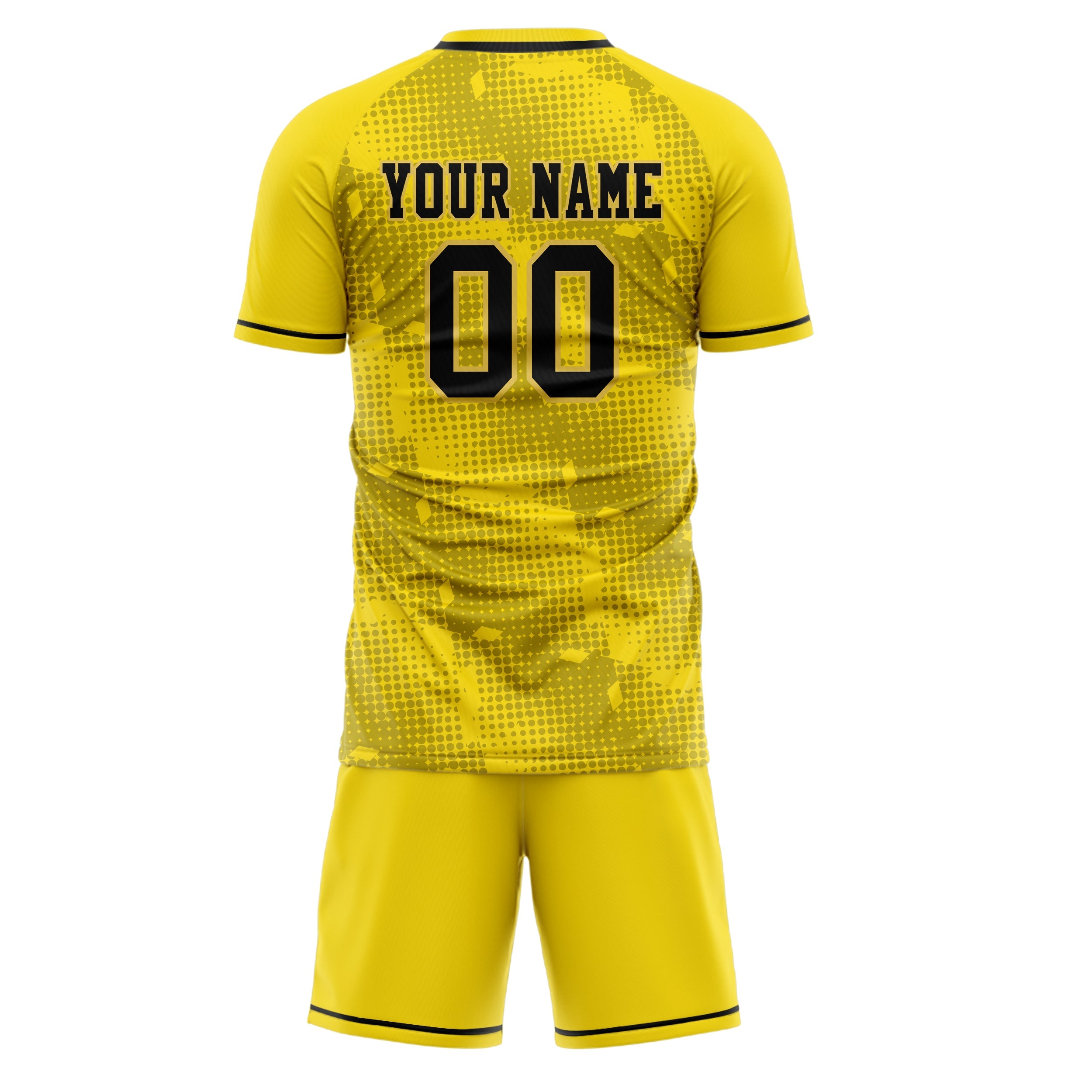 Custom Yellow Black Pattern Soccer Jersey