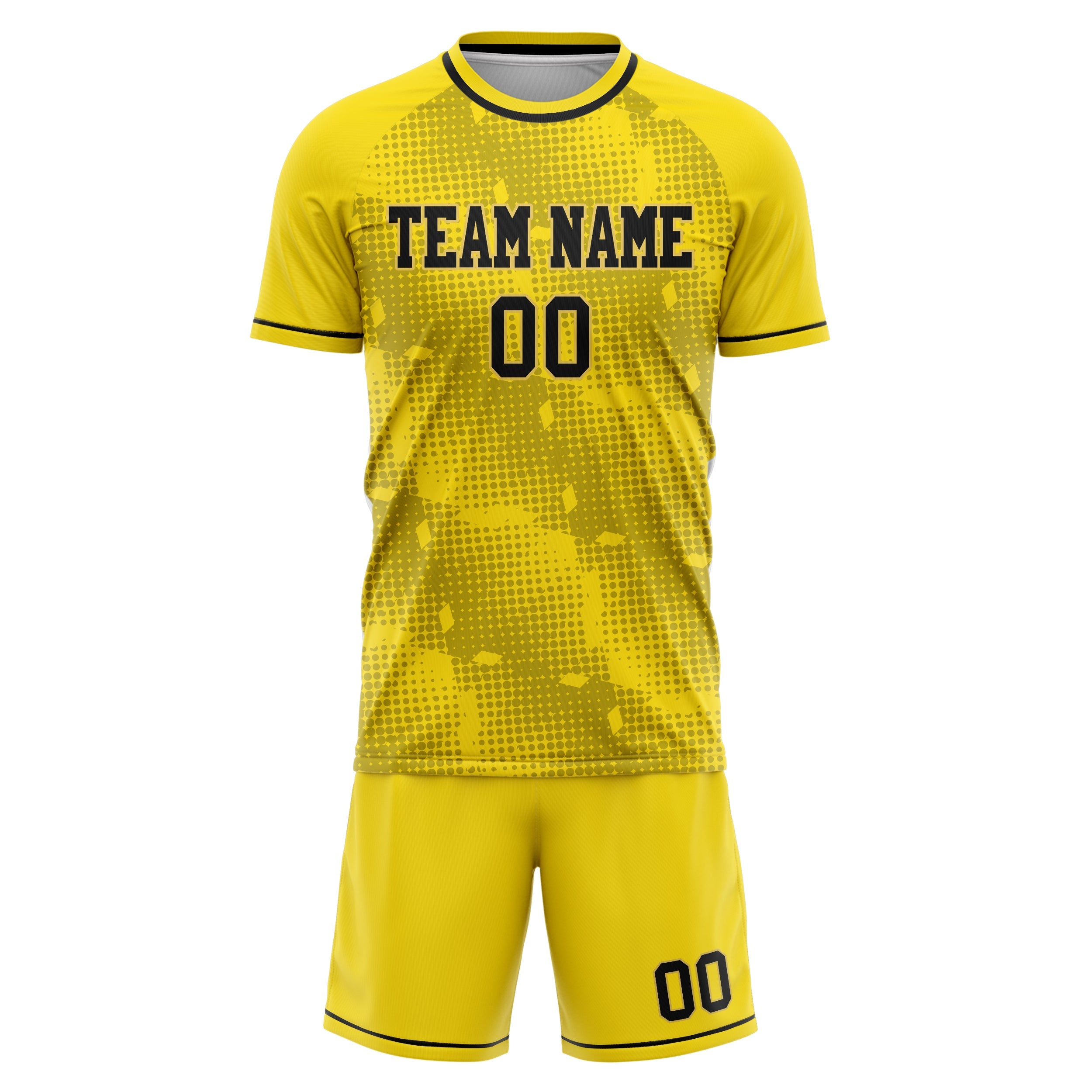 Custom Yellow Black Pattern Soccer Jersey