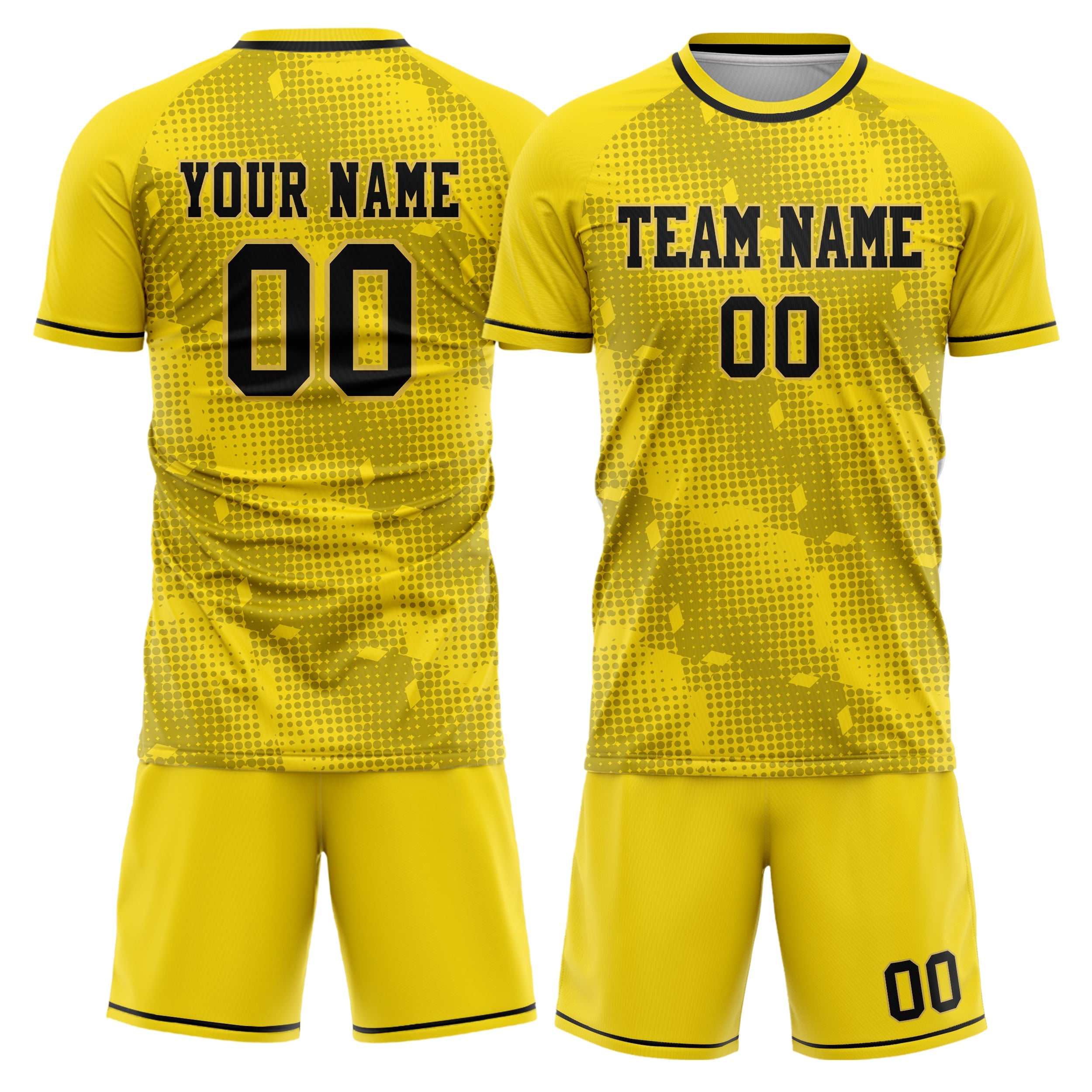 Custom Yellow Black Pattern Soccer Jersey