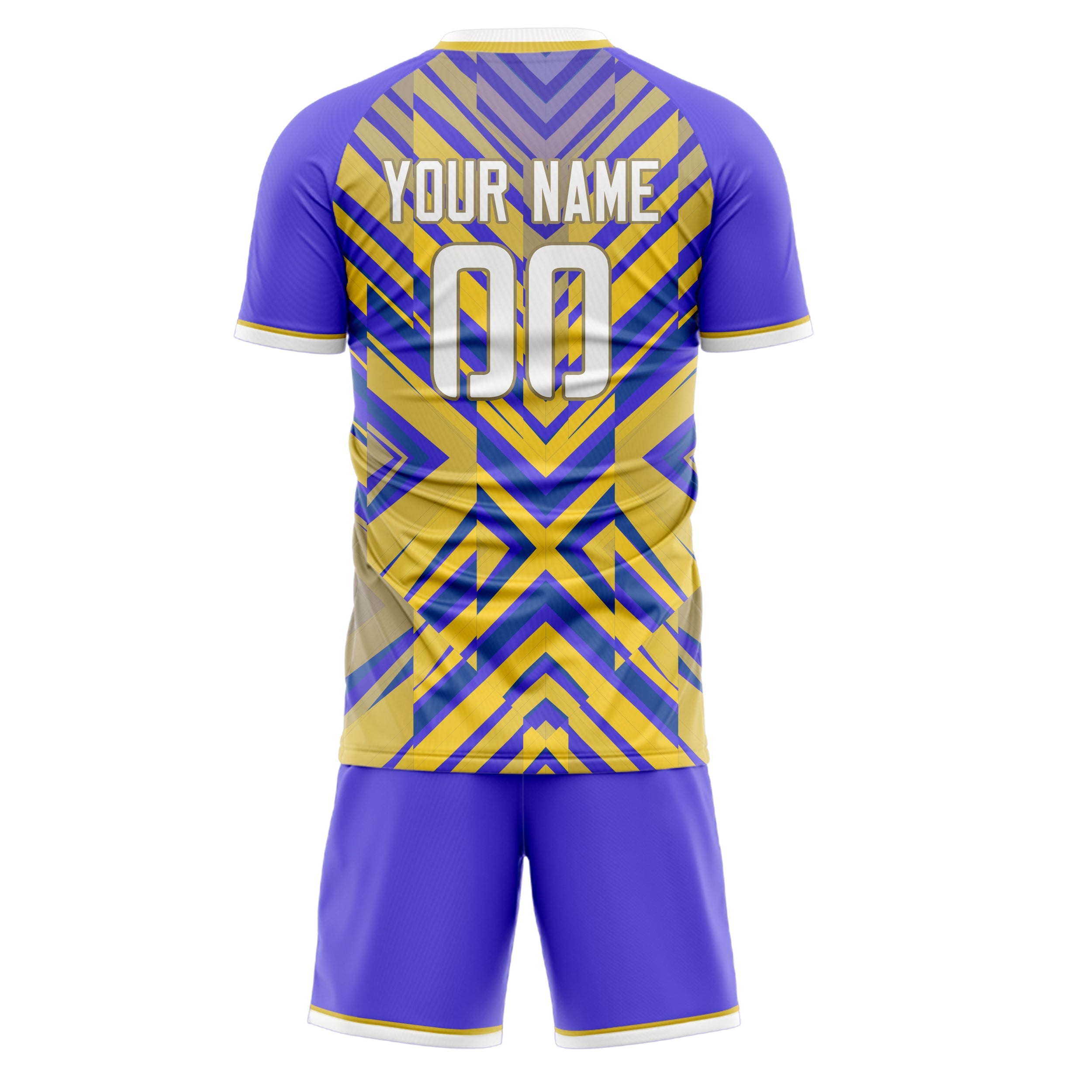 Custom Yellow Purple Pattern Soccer Jersey