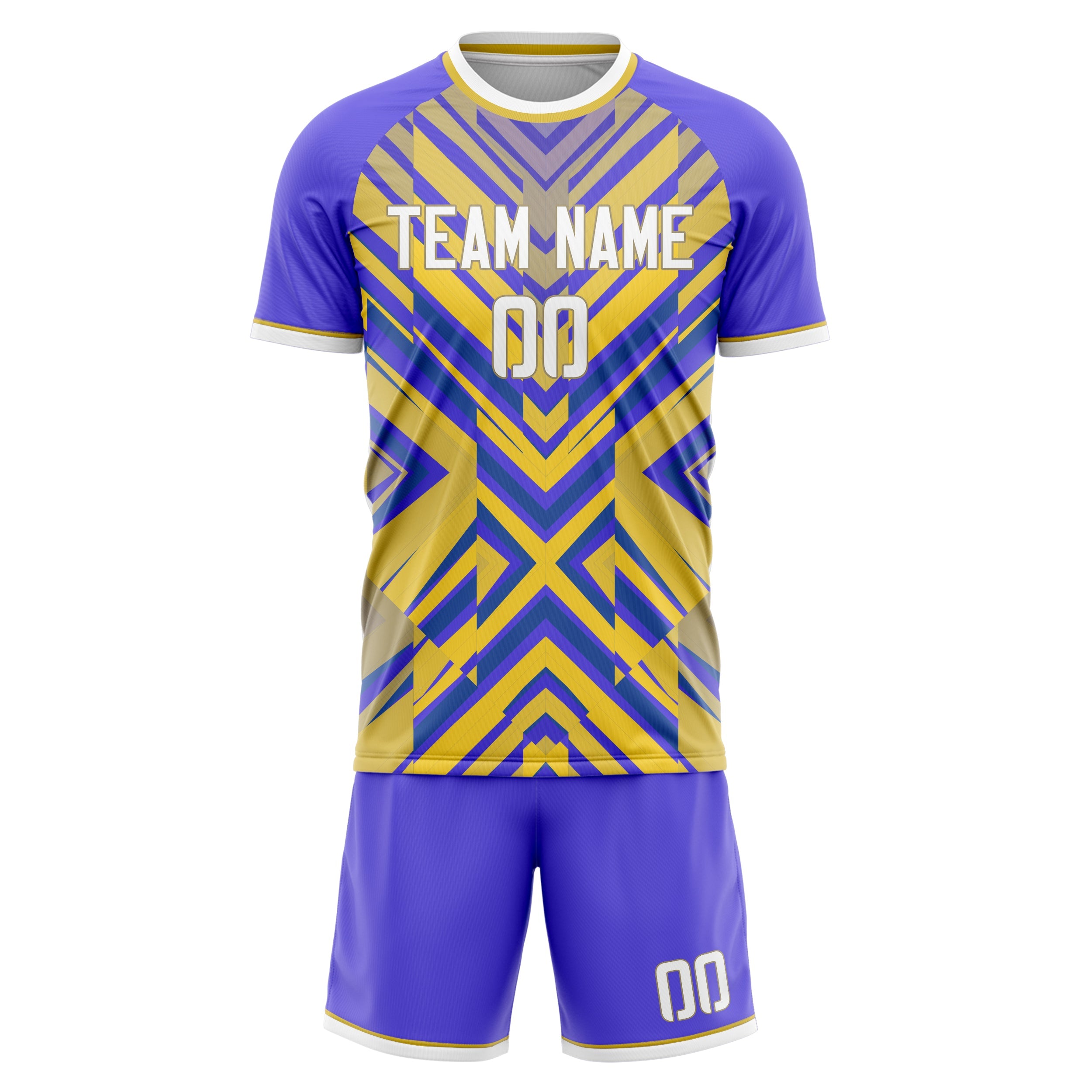 Custom Yellow Purple Pattern Soccer Jersey
