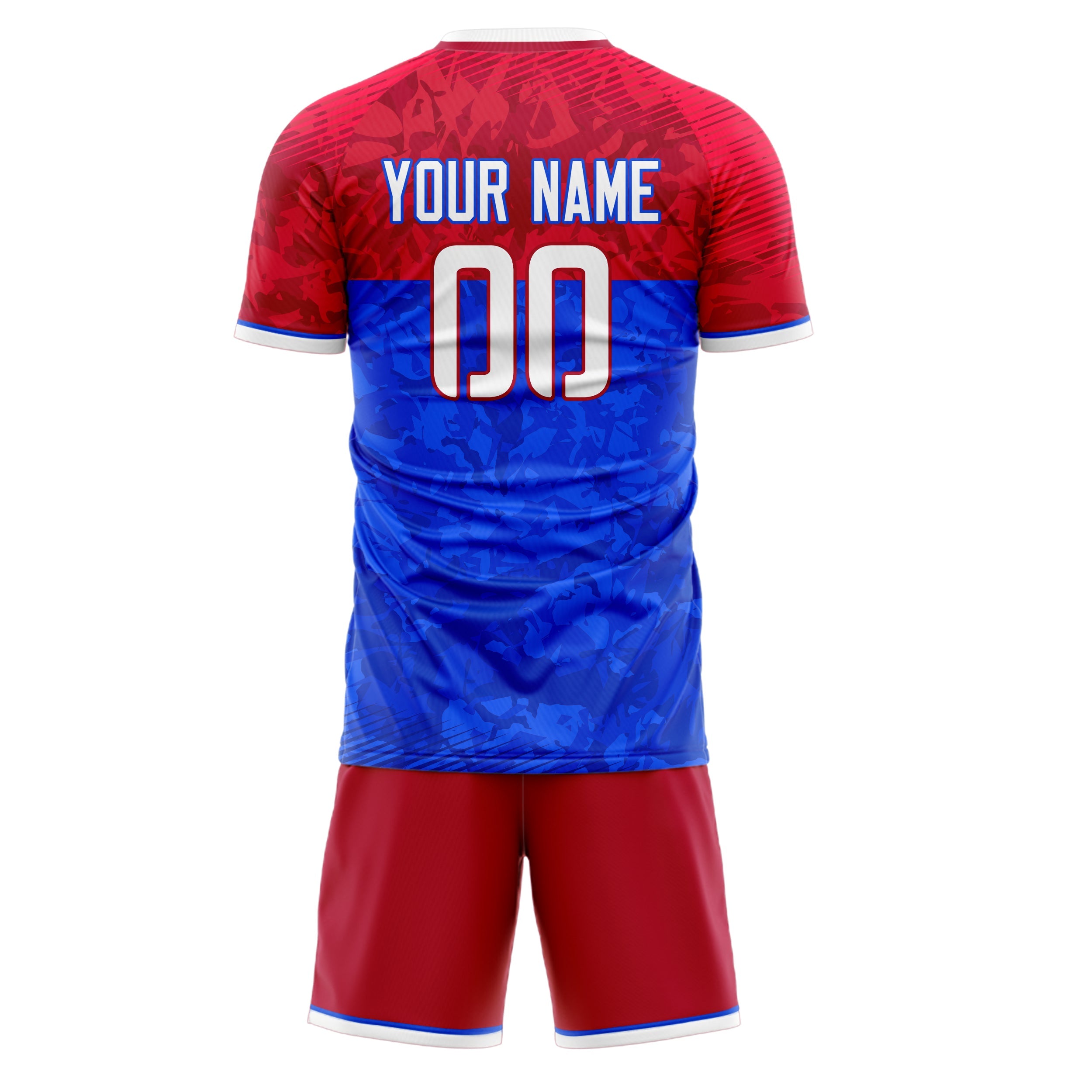 Custom Royal Red Pattern Soccer Jersey
