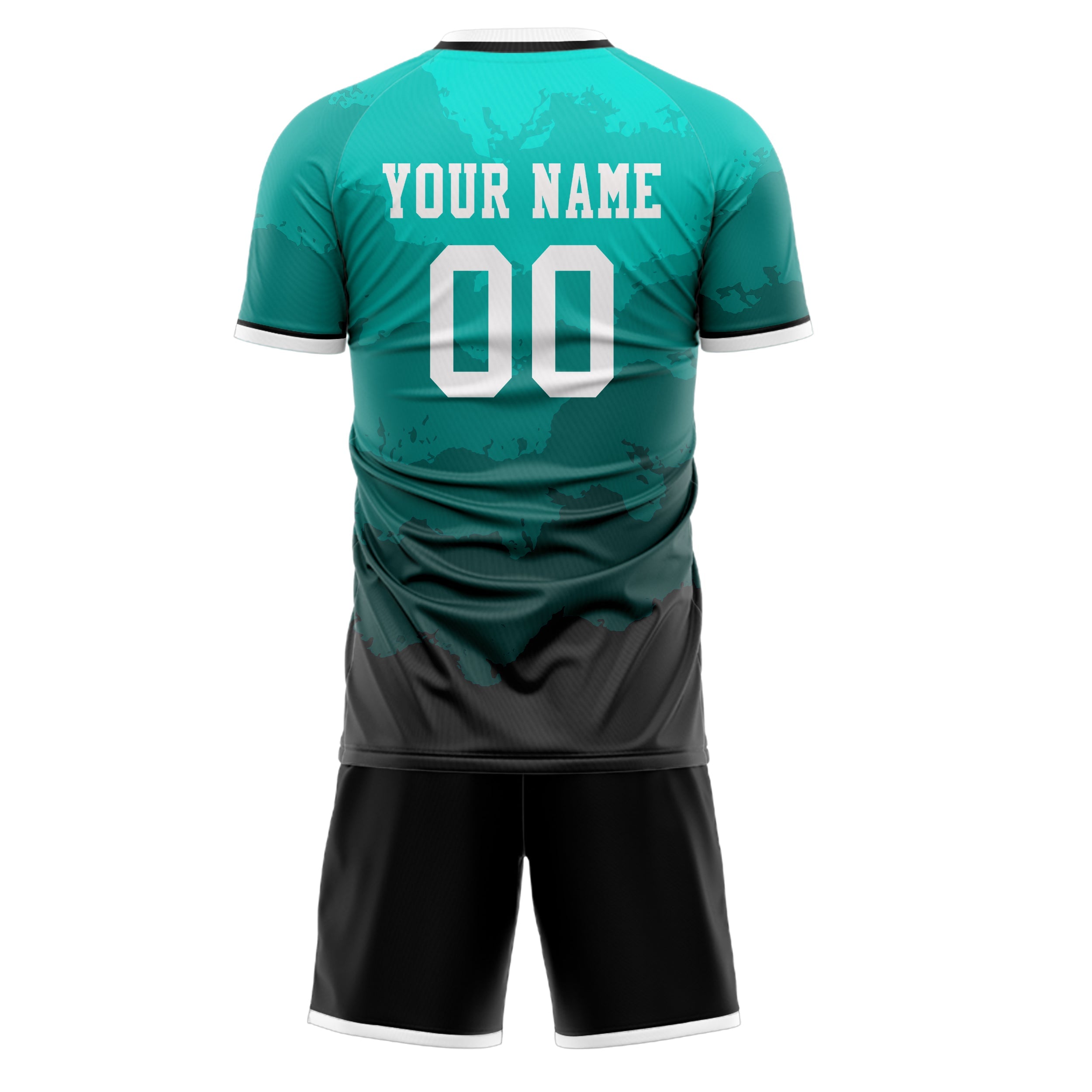 Custom Teal Gray Pattern Soccer Jersey
