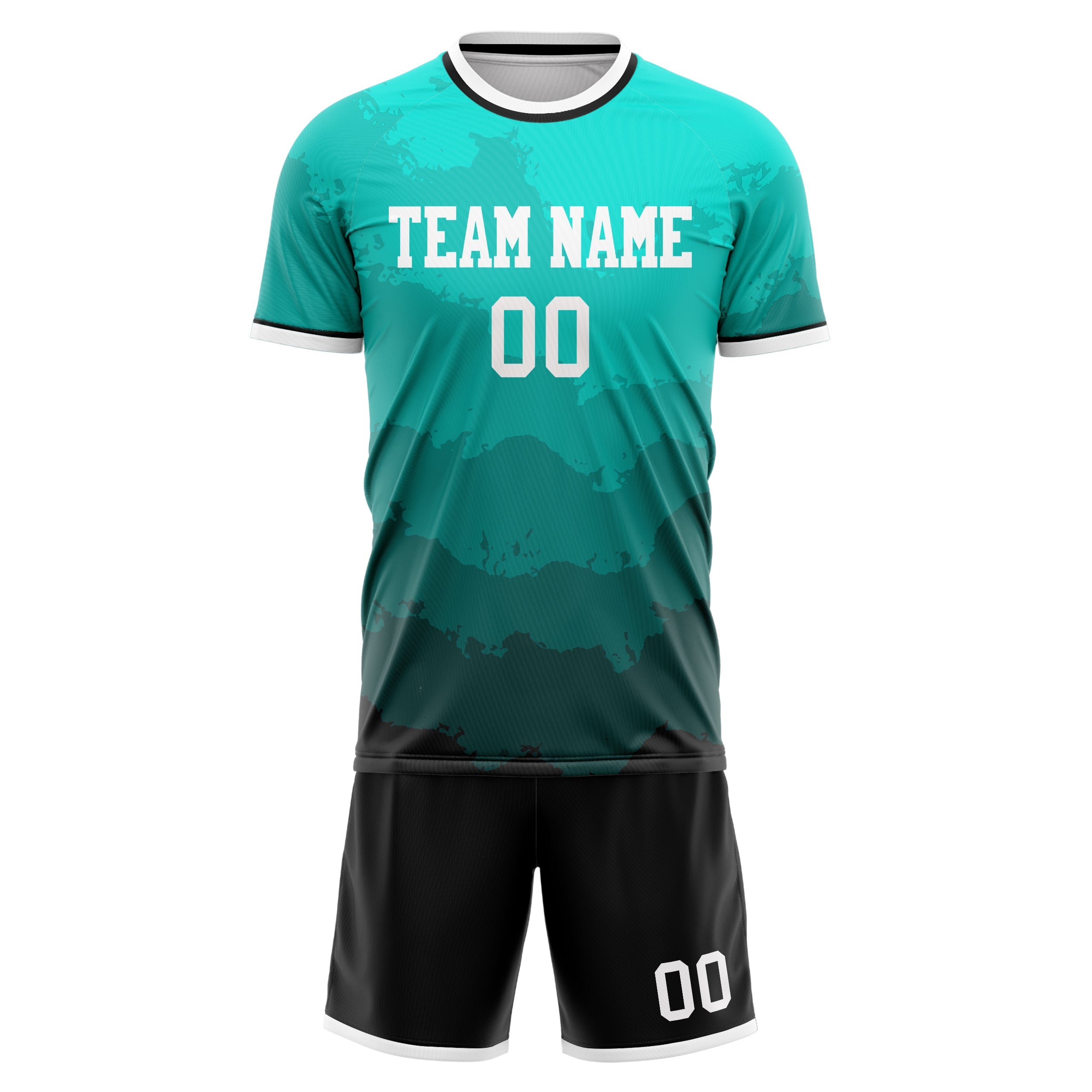 Custom Teal Gray Pattern Soccer Jersey