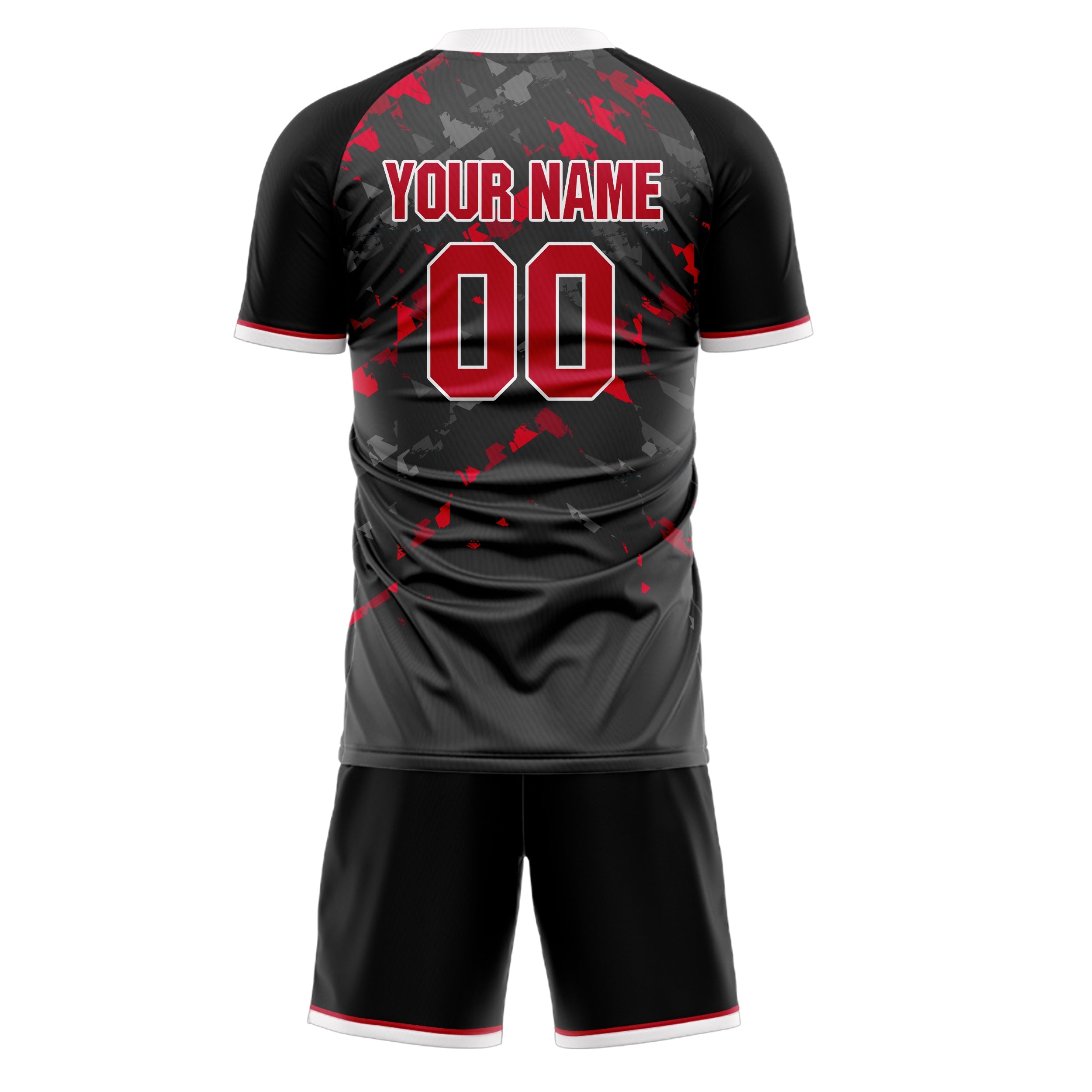 Custom Gray Red Pattern Soccer Jersey