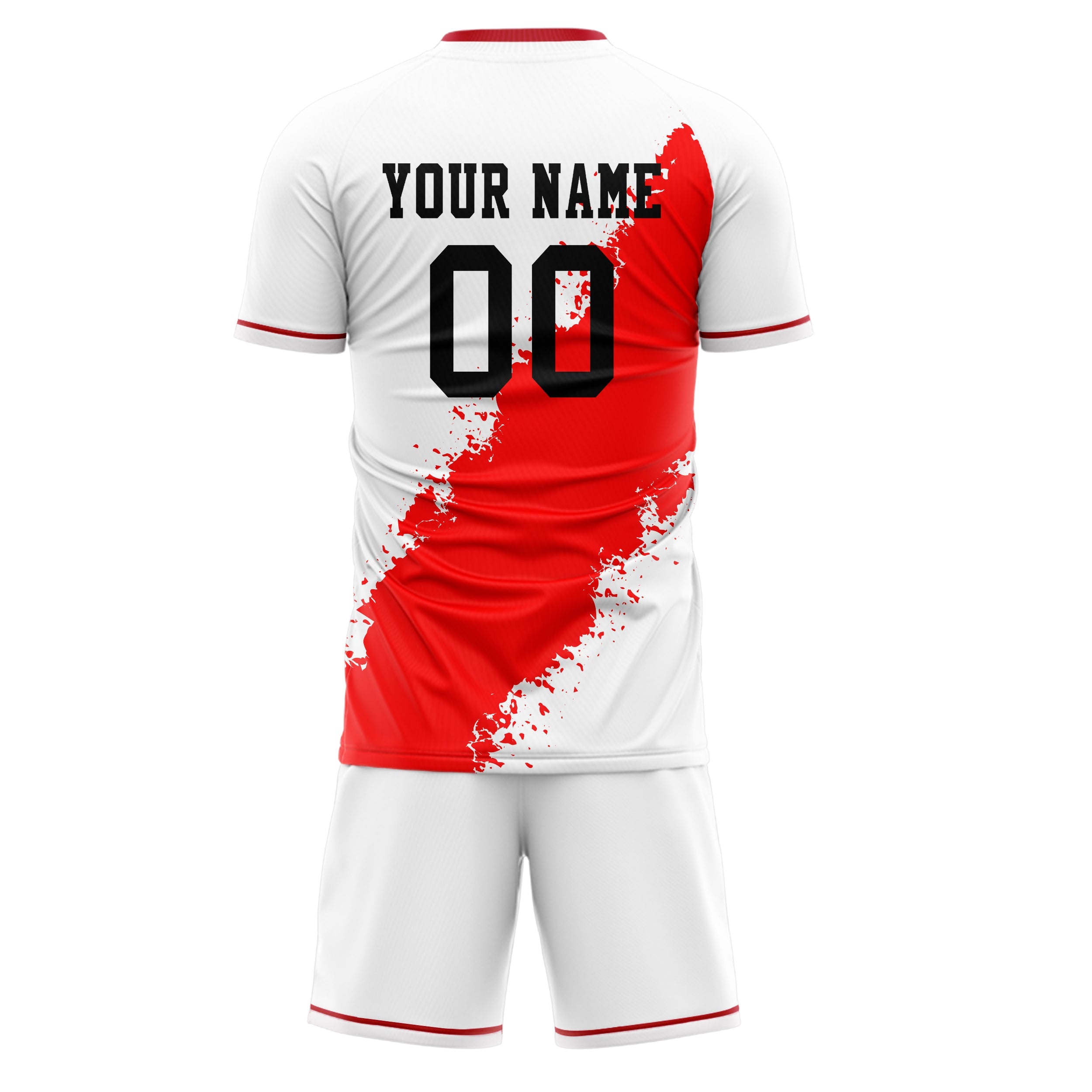 Custom White Red Pattern Soccer Jersey