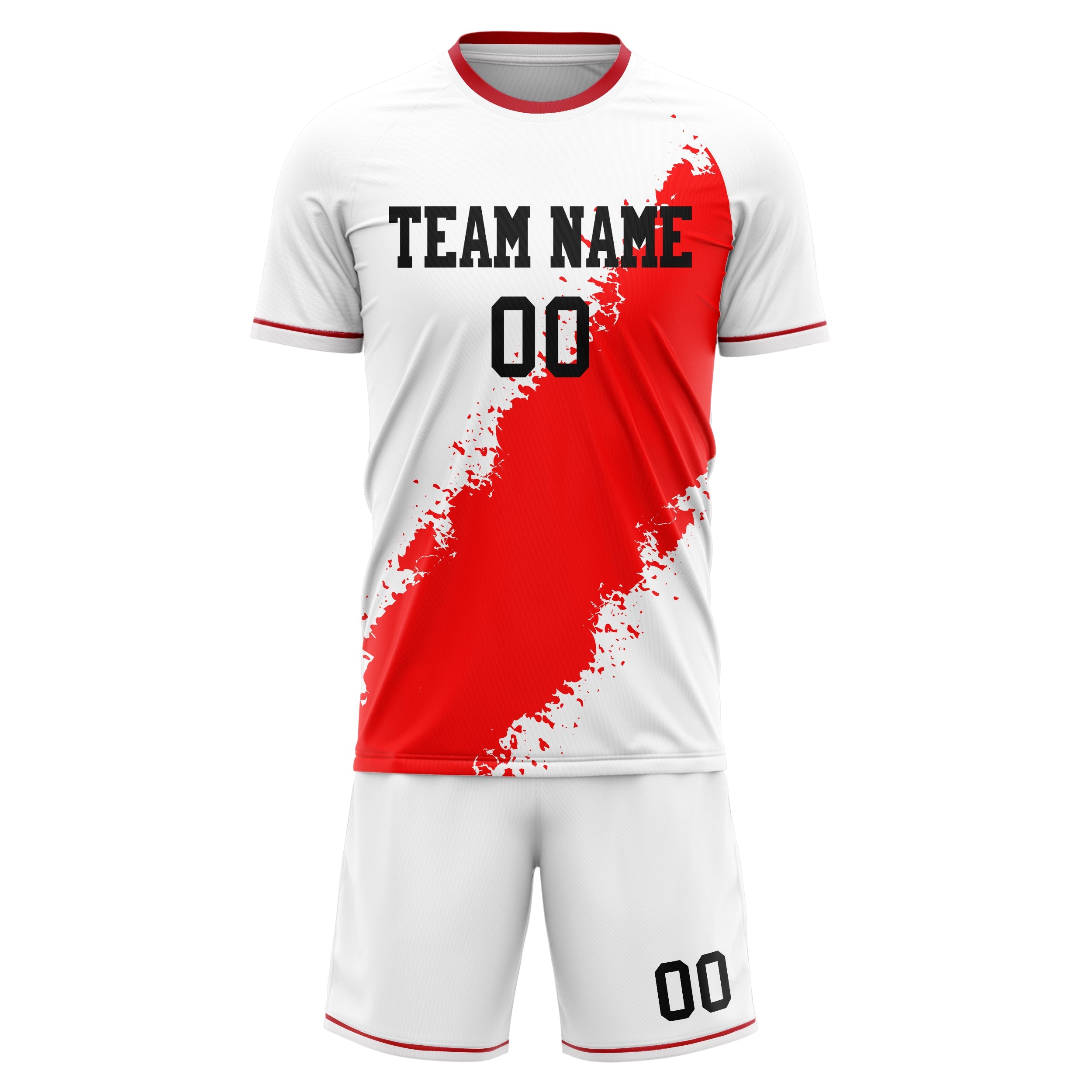 Custom White Red Pattern Soccer Jersey