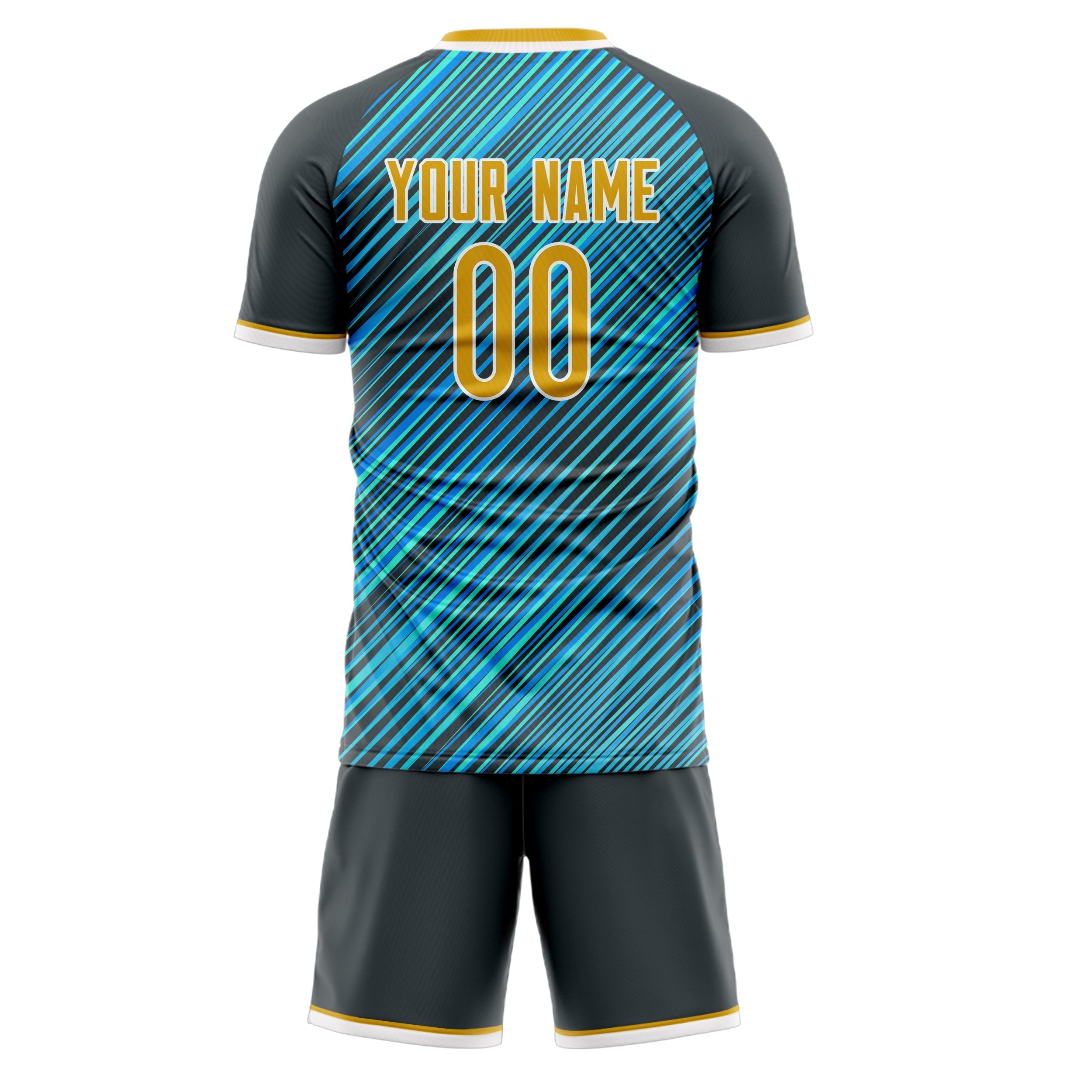 Custom Teal Gray Pattern Soccer Jersey