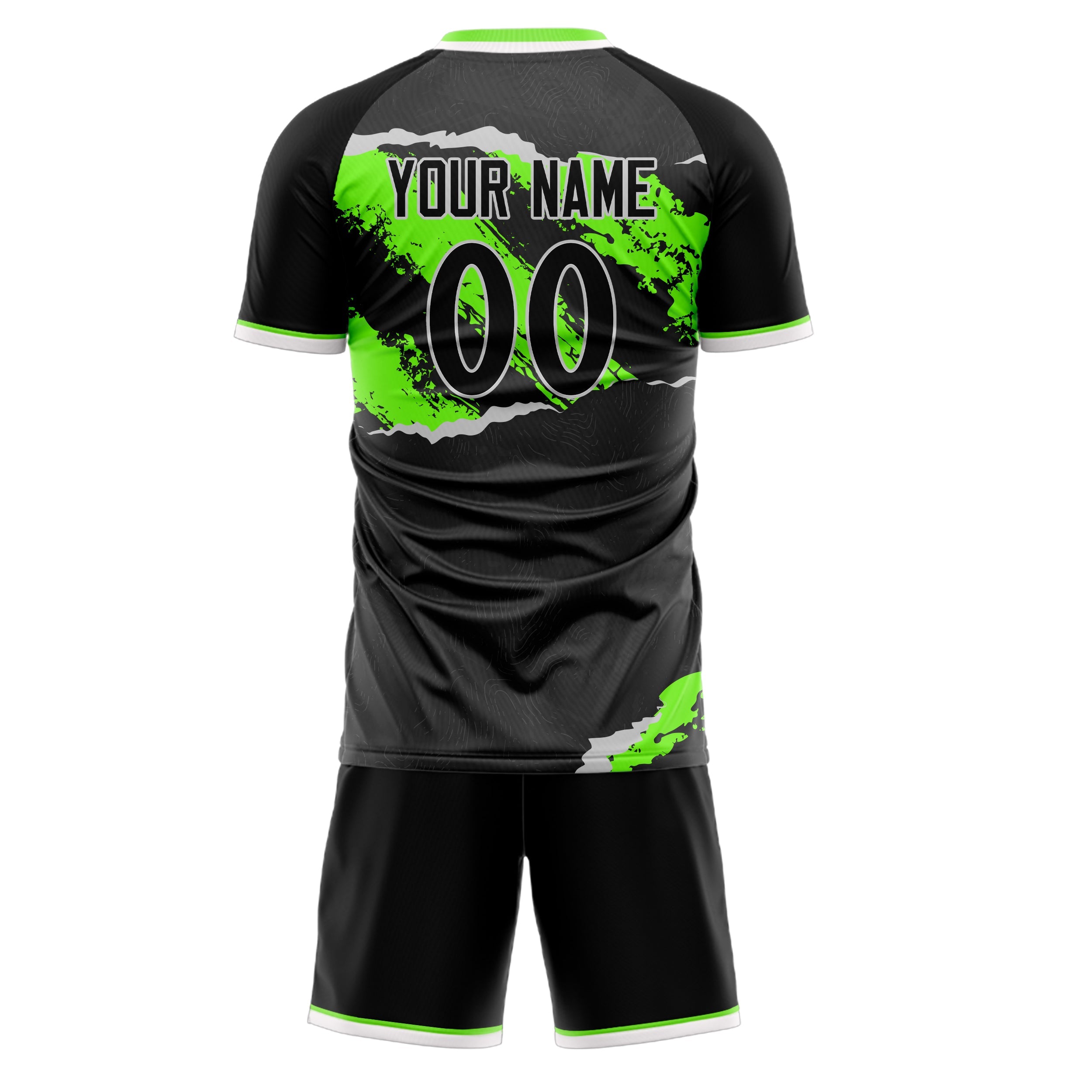 Custom Black Neon Green Pattern Soccer Jersey