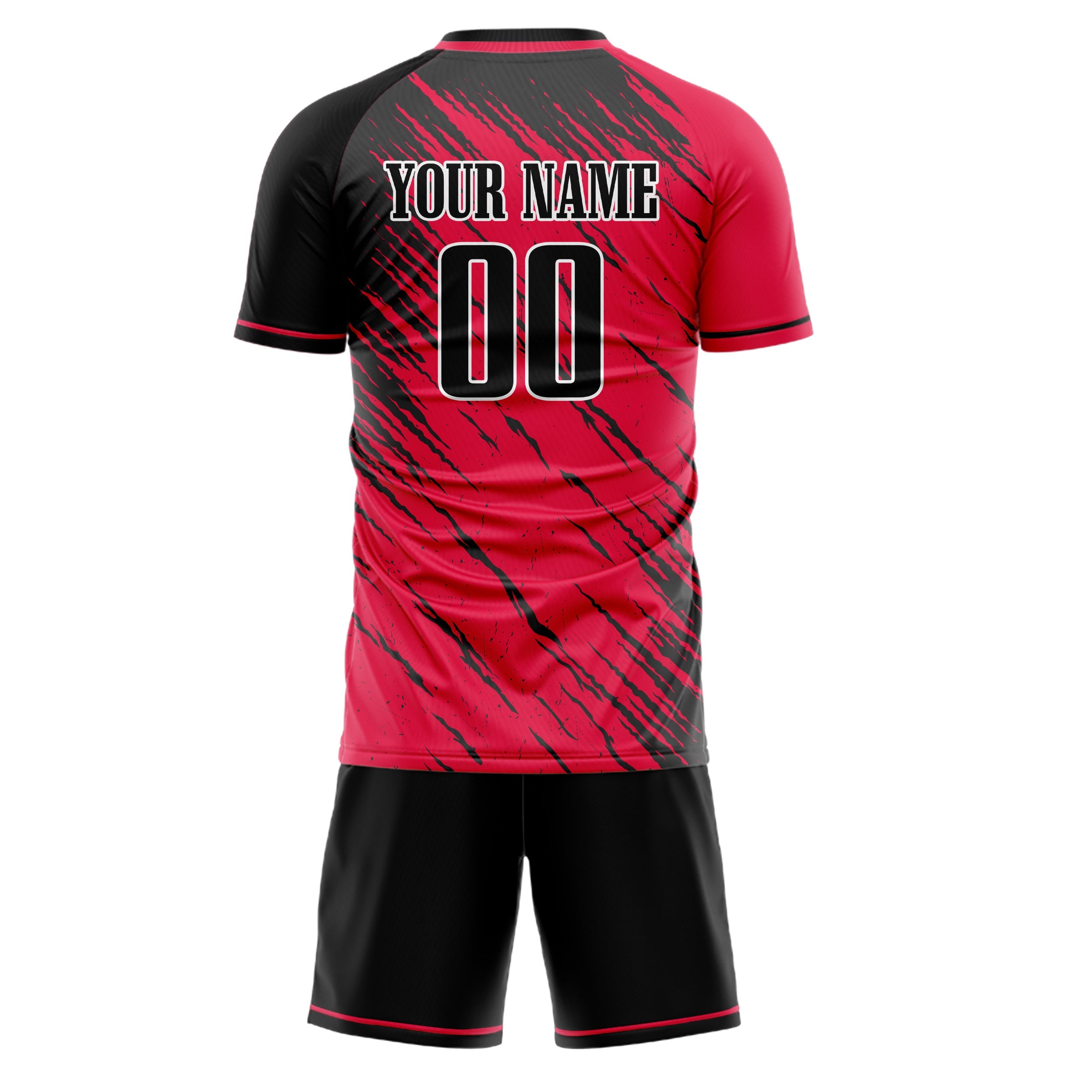 Custom Red Black Pattern Soccer Jersey