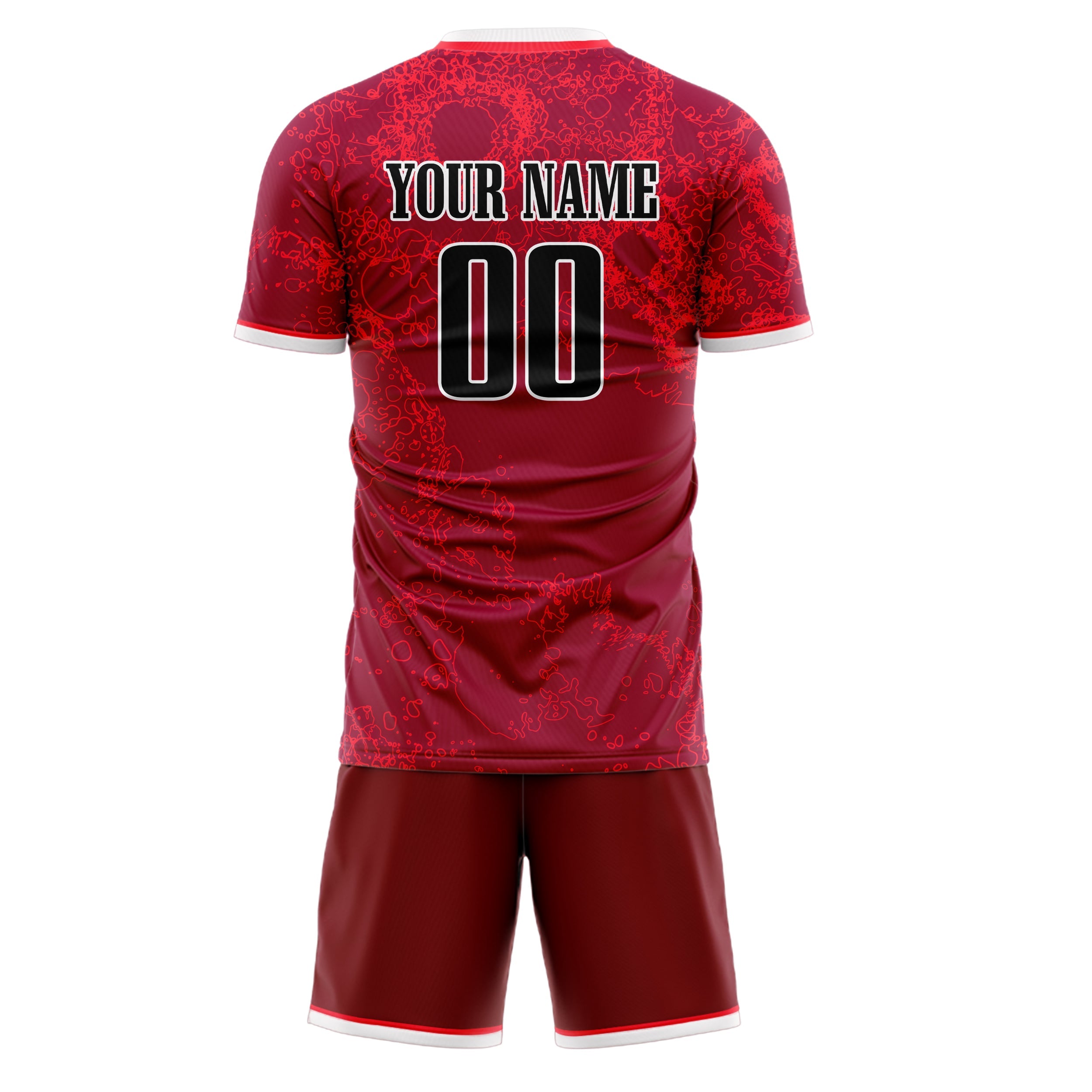 Custom Red Black Pattern Soccer Jersey