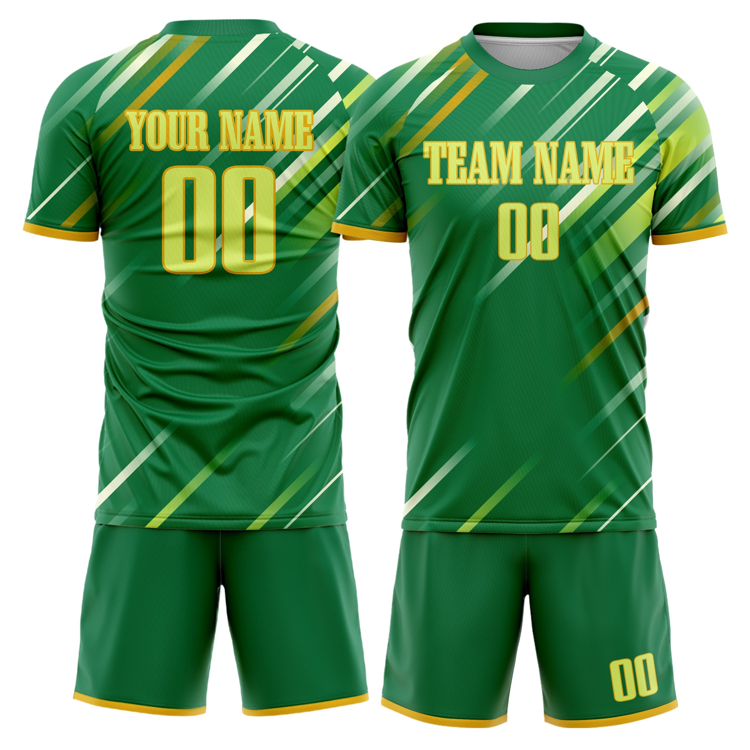 Custom Kelly Green Teal Pattern Soccer Jersey
