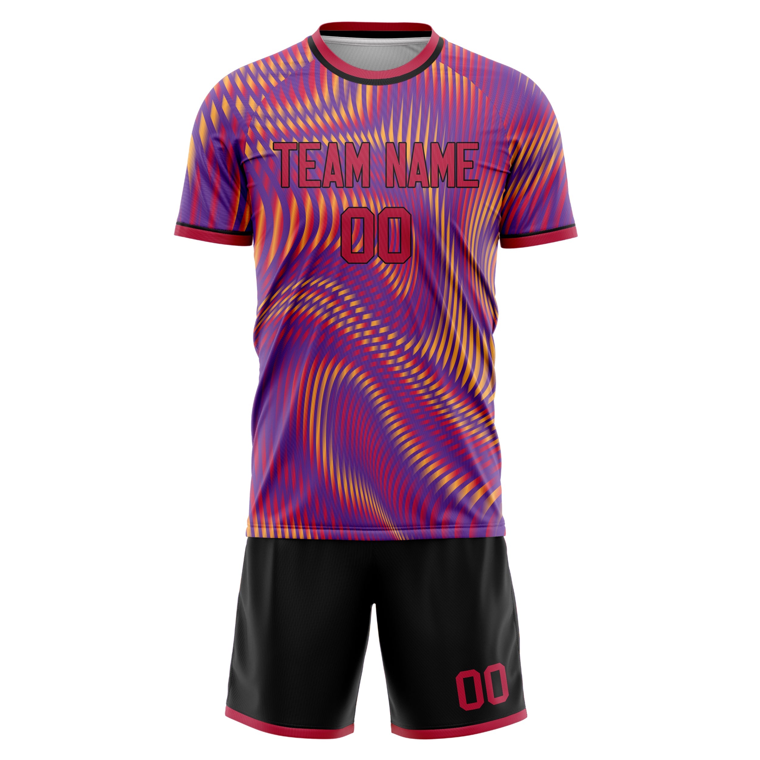Custom Purple Red Pattern Soccer Jersey