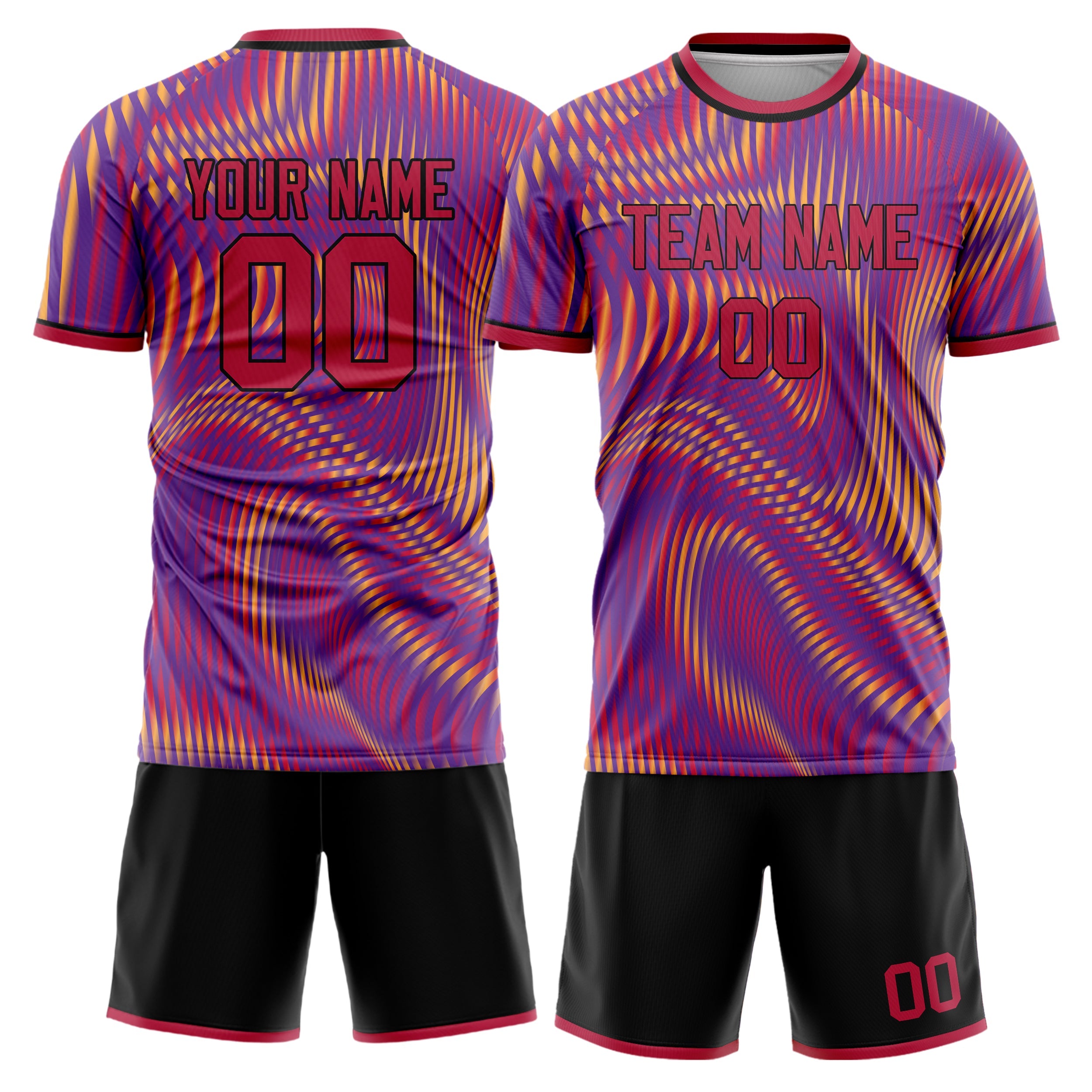Custom Purple Red Pattern Soccer Jersey
