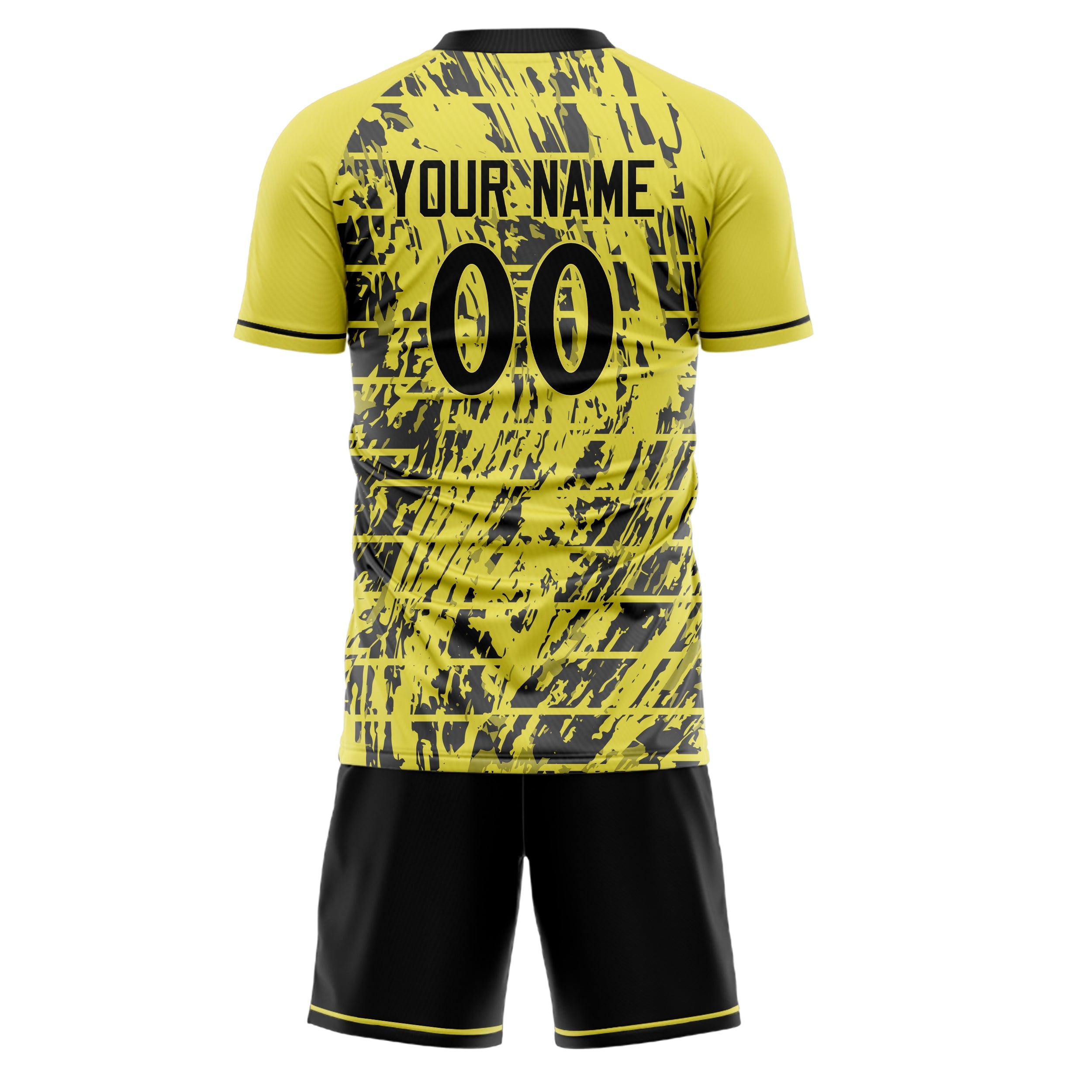 Custom Yellow Black Pattern Soccer Jersey