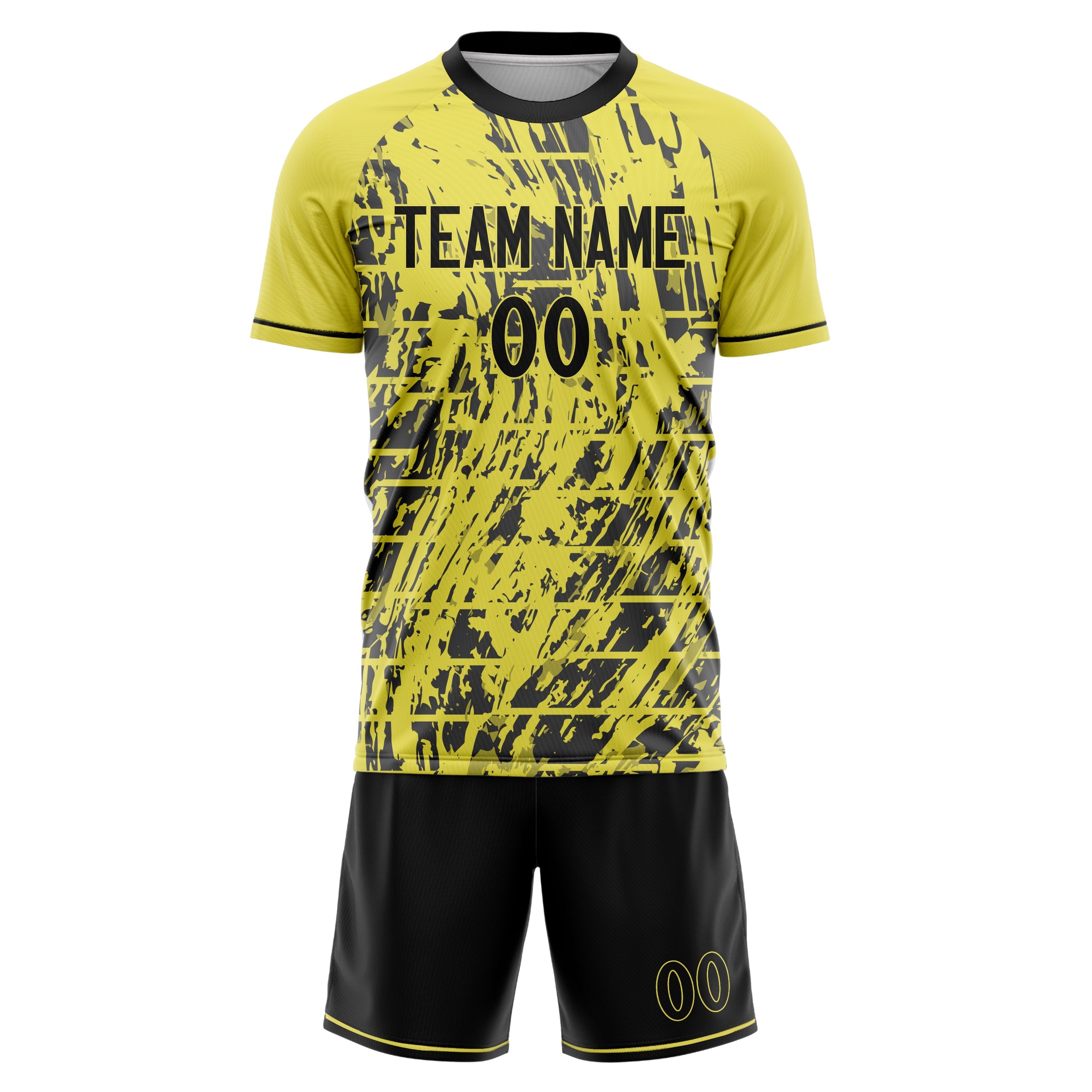 Custom Yellow Black Pattern Soccer Jersey