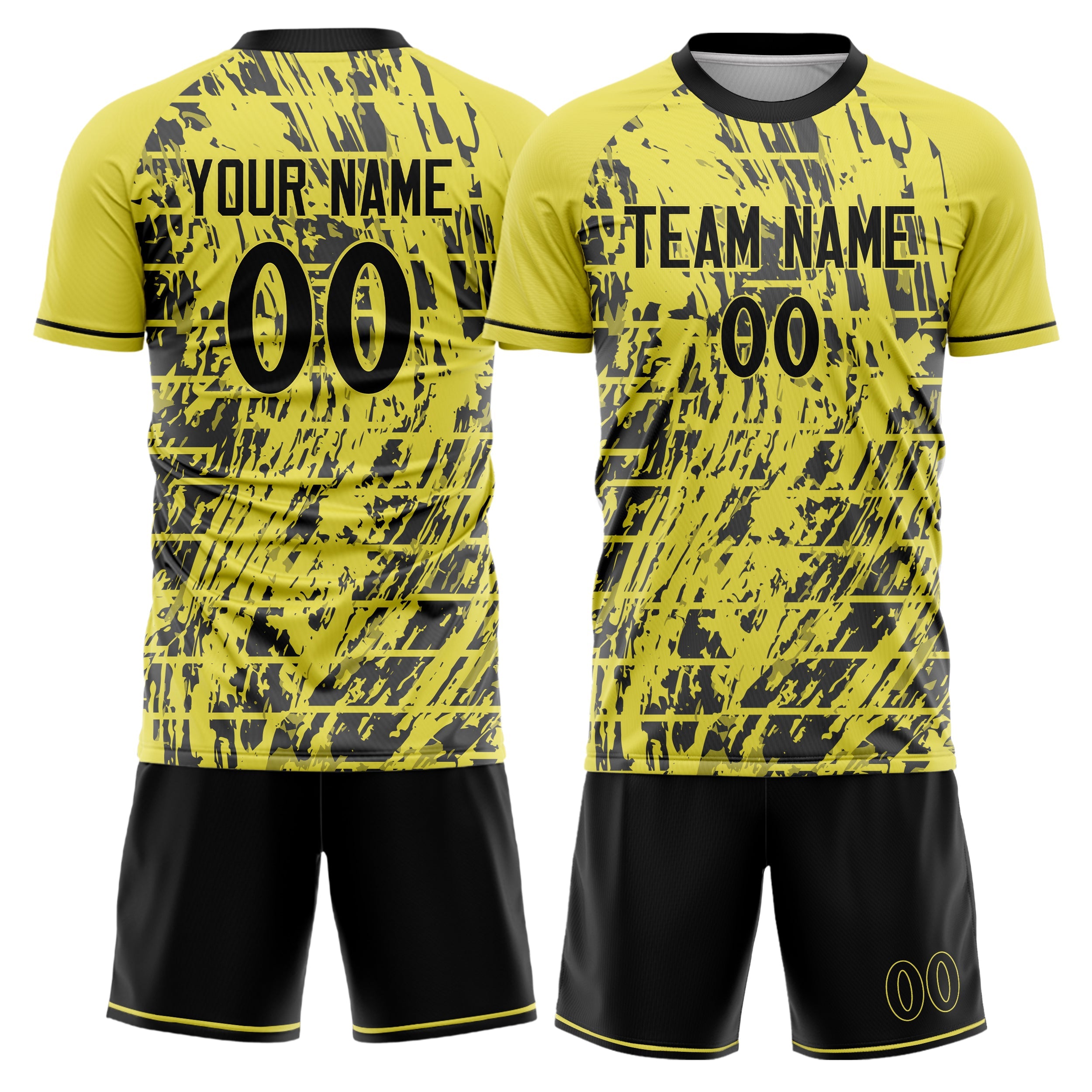 Custom Yellow Black Pattern Soccer Jersey