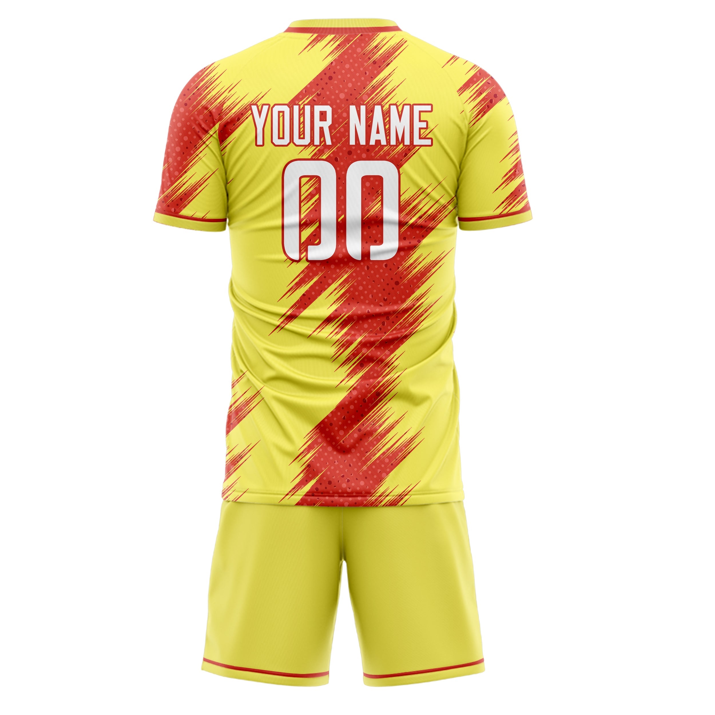 Custom Yellow Red Pattern Soccer Jersey