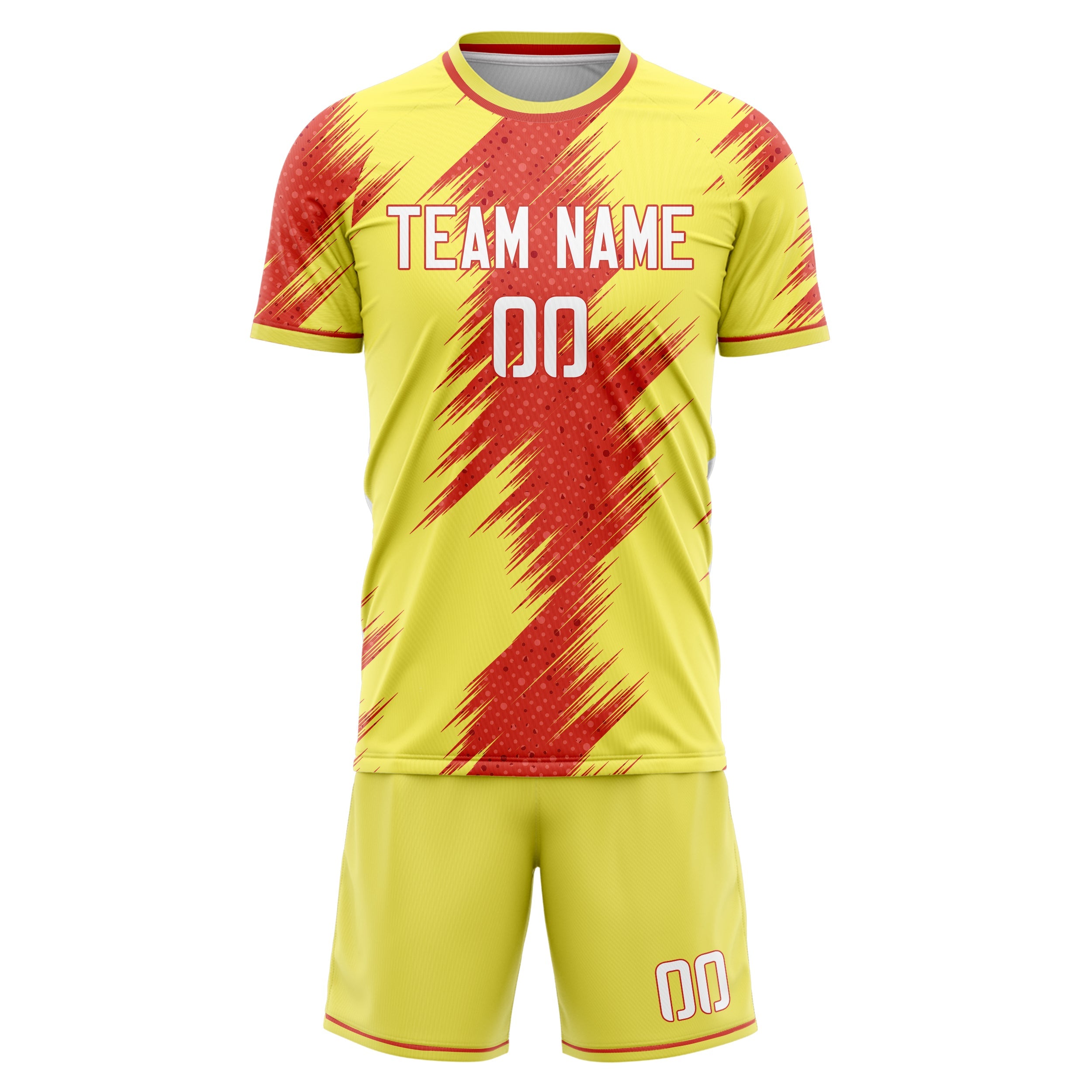 Custom Yellow Red Pattern Soccer Jersey