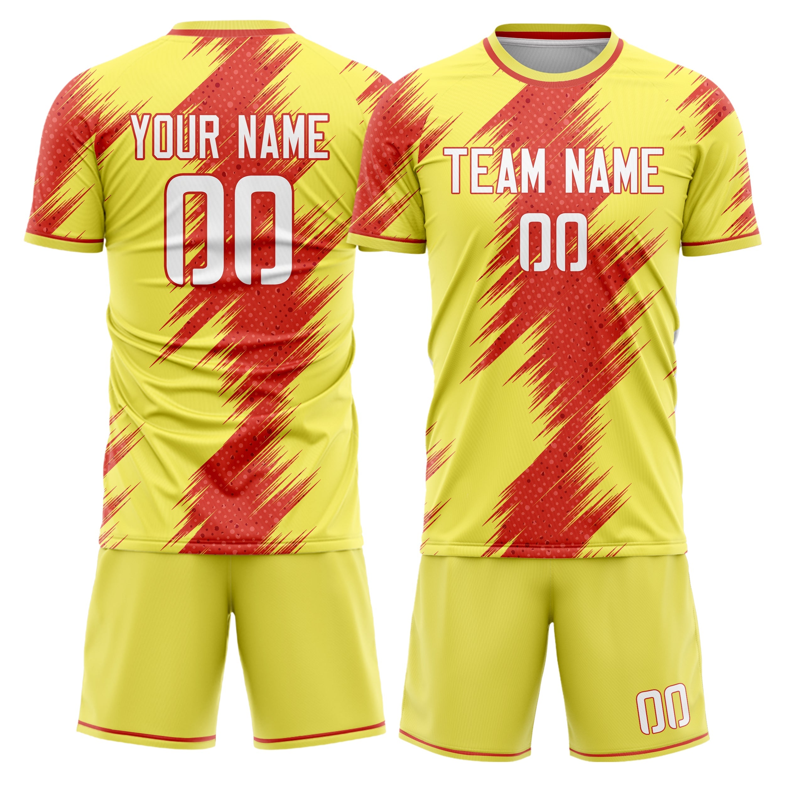 Custom Yellow Red Pattern Soccer Jersey