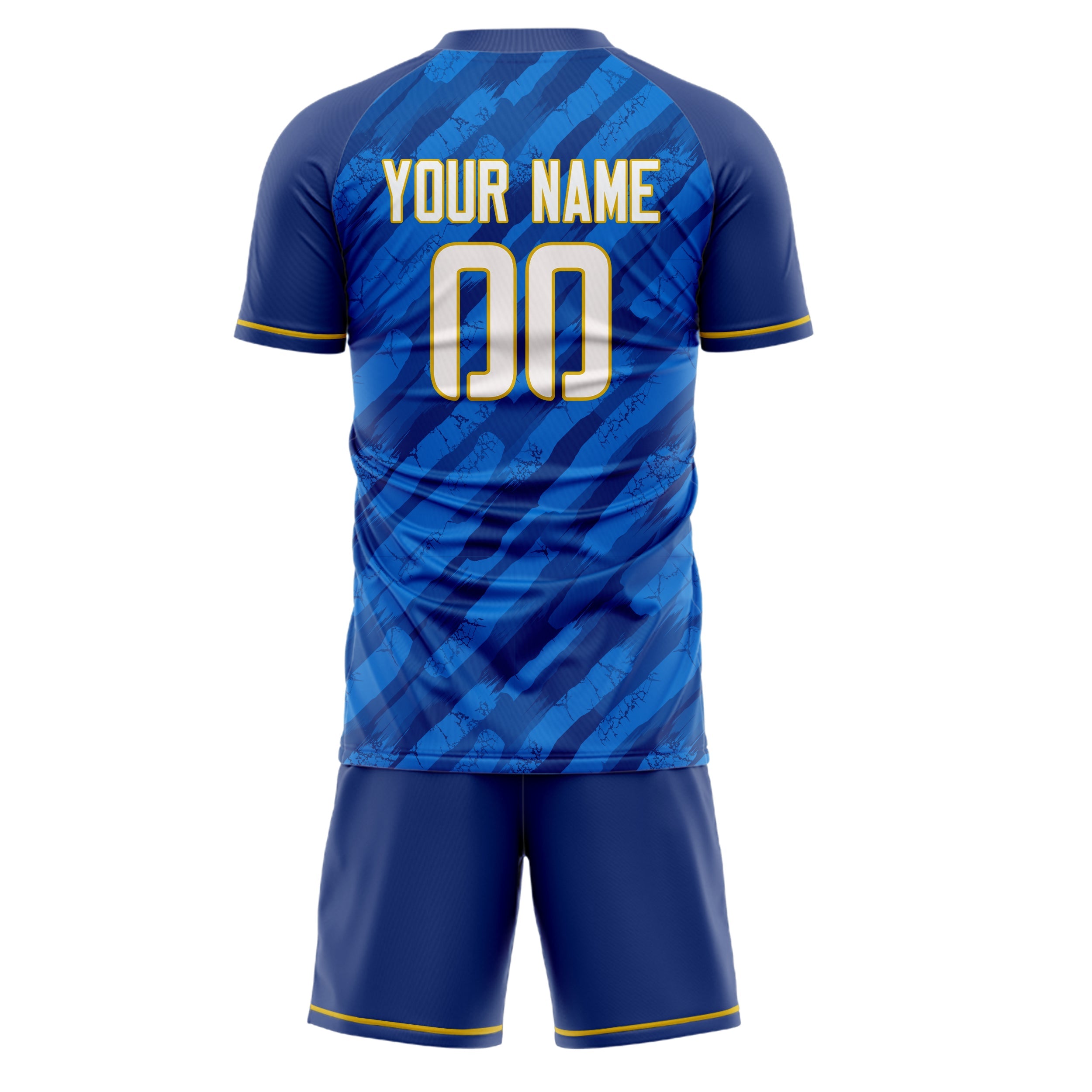 Custom Royal White Pattern Soccer Jersey