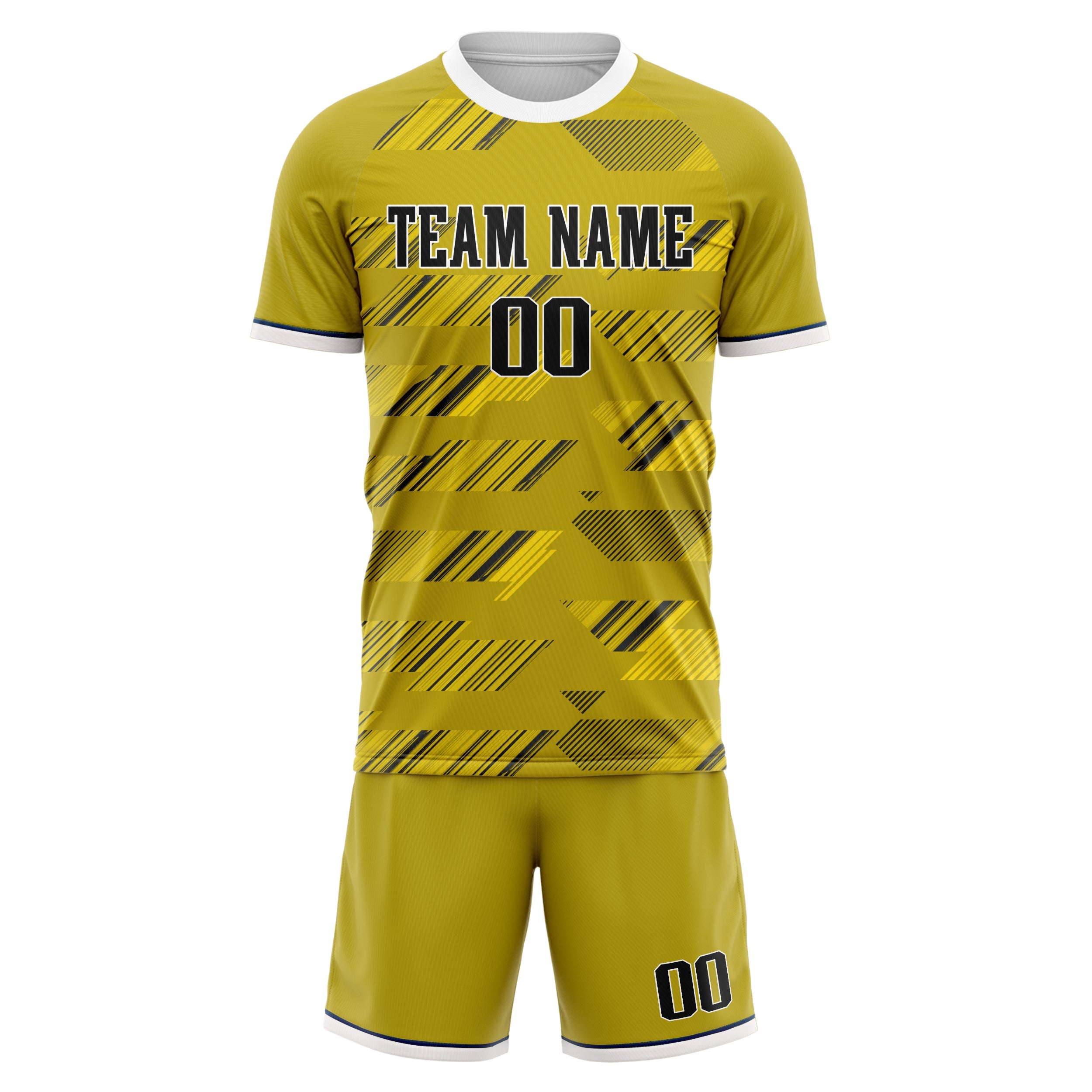 Custom Old Gold Black Pattern Soccer Jersey