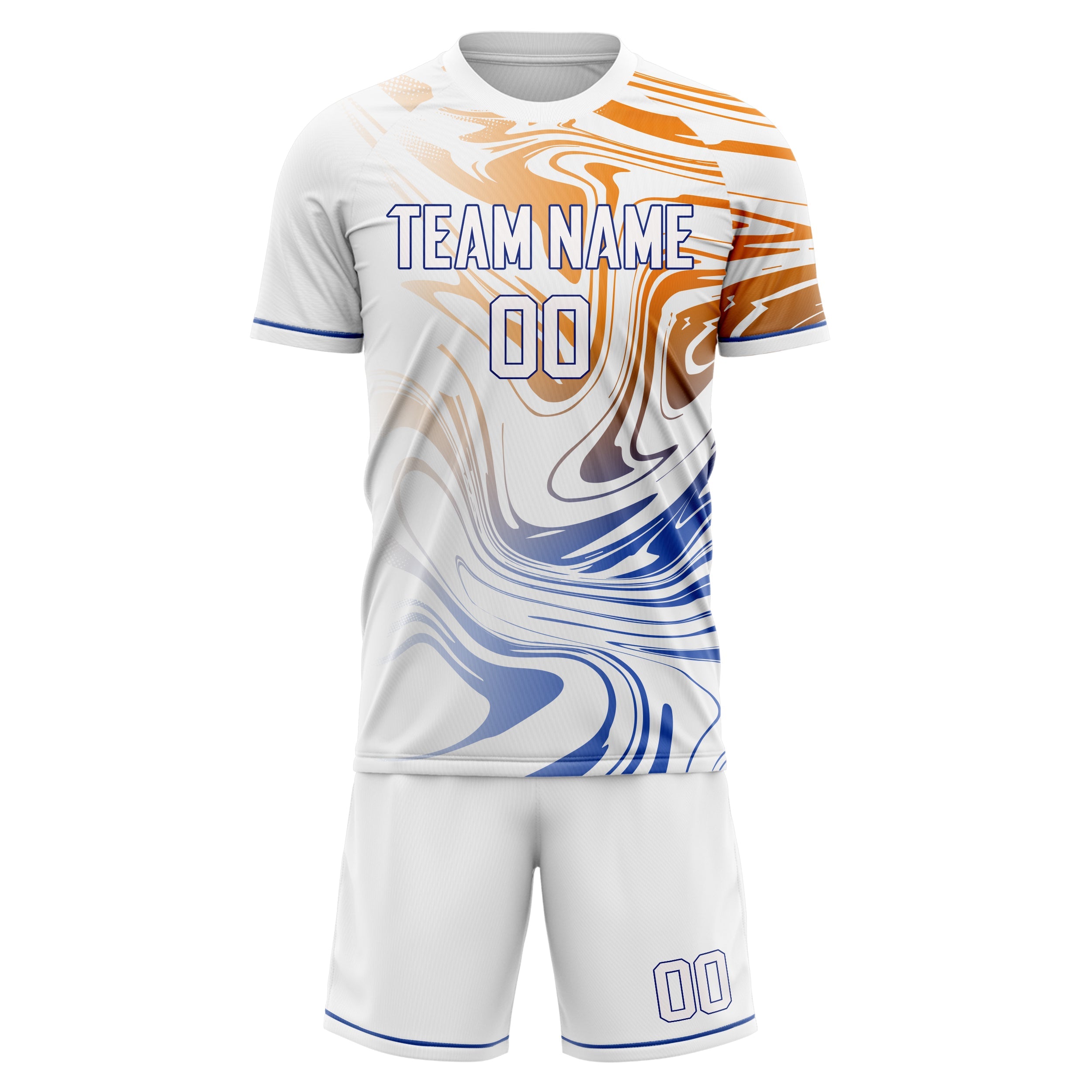 Custom White Blue Pattern Soccer Jersey