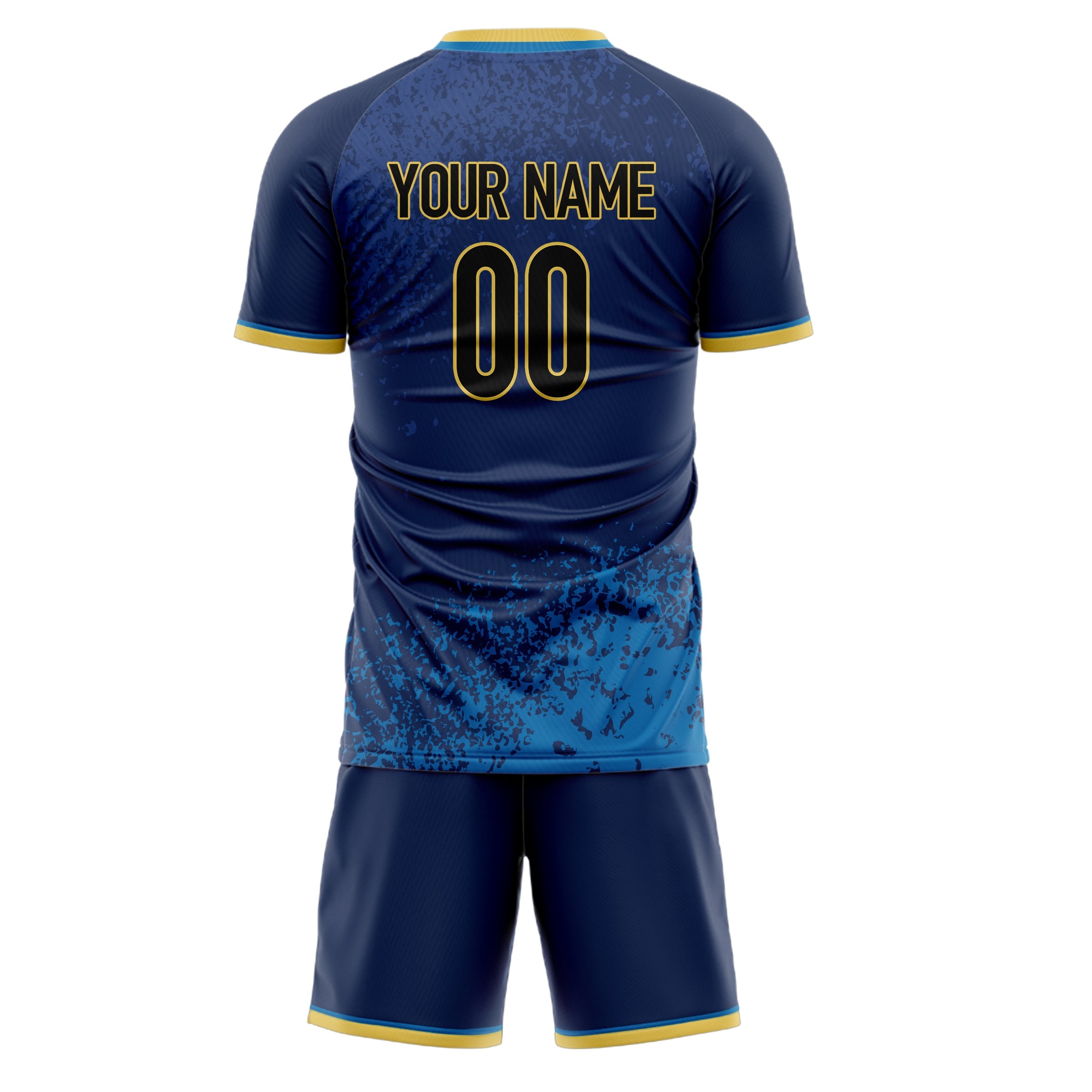Custom Navy Black Pattern Soccer Jersey