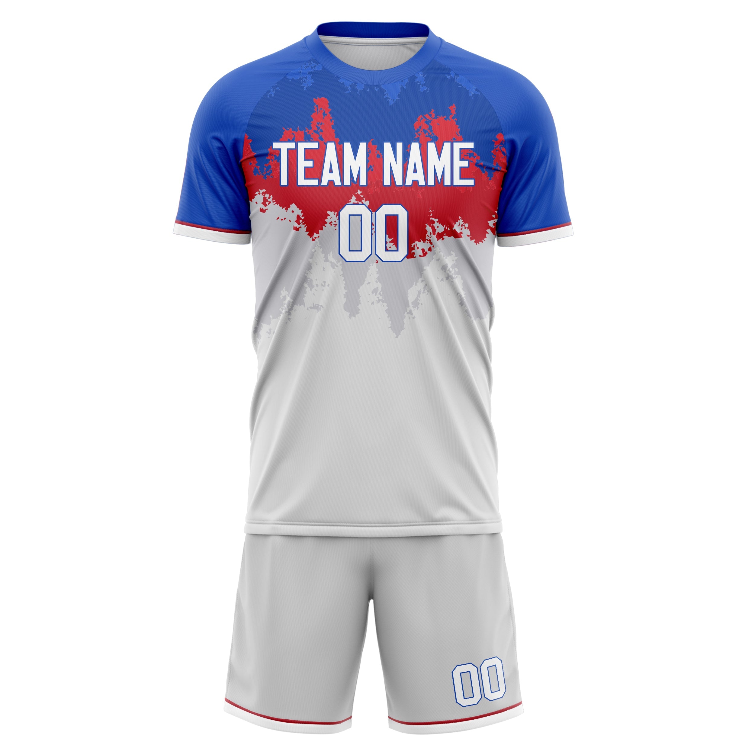 Custom White Blue Pattern Soccer Jersey