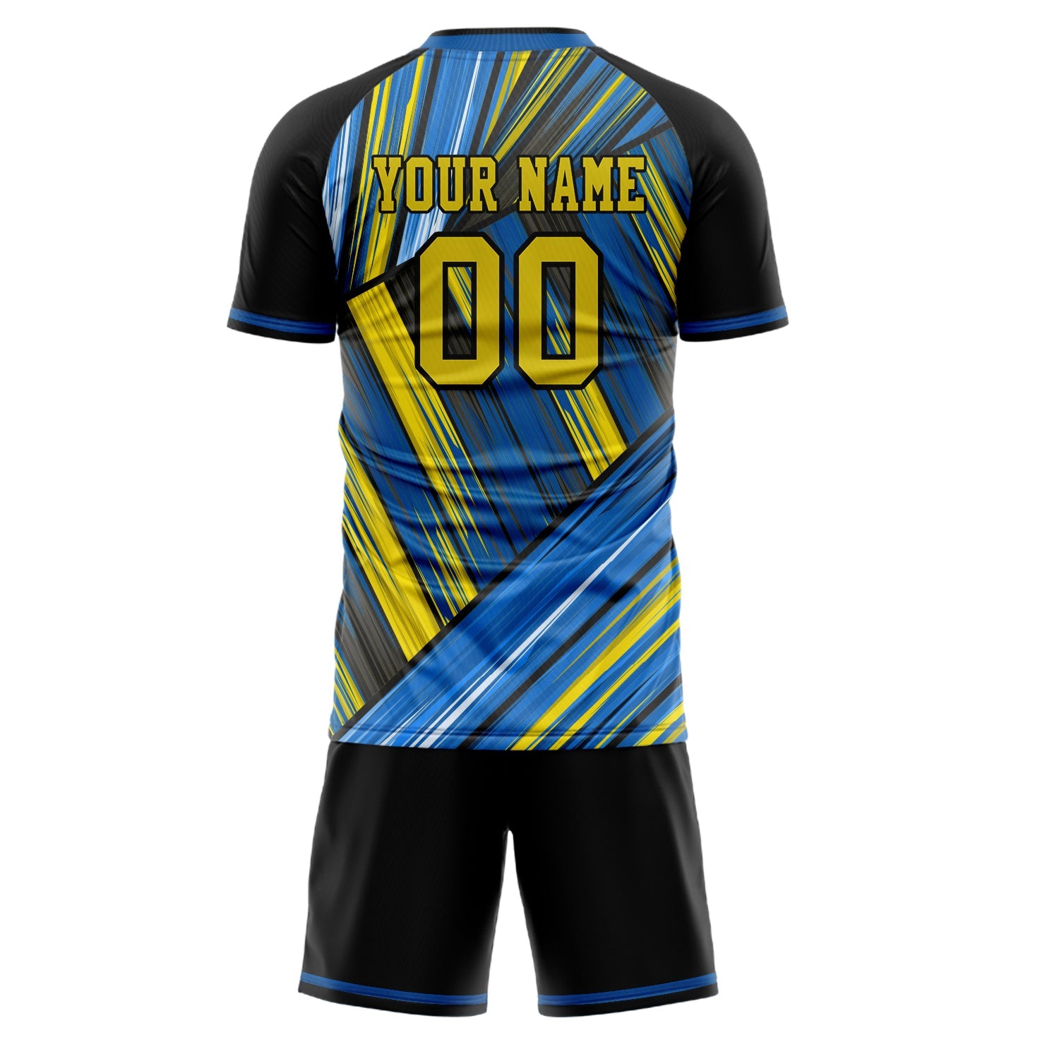 Custom Gold Blue Pattern Soccer Jersey